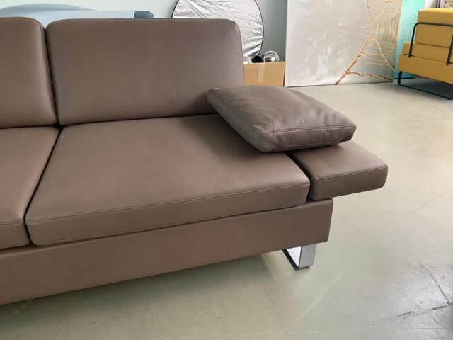 Brühl - Corner sofa Alba System M leather Pearl 85 mud gray - 3