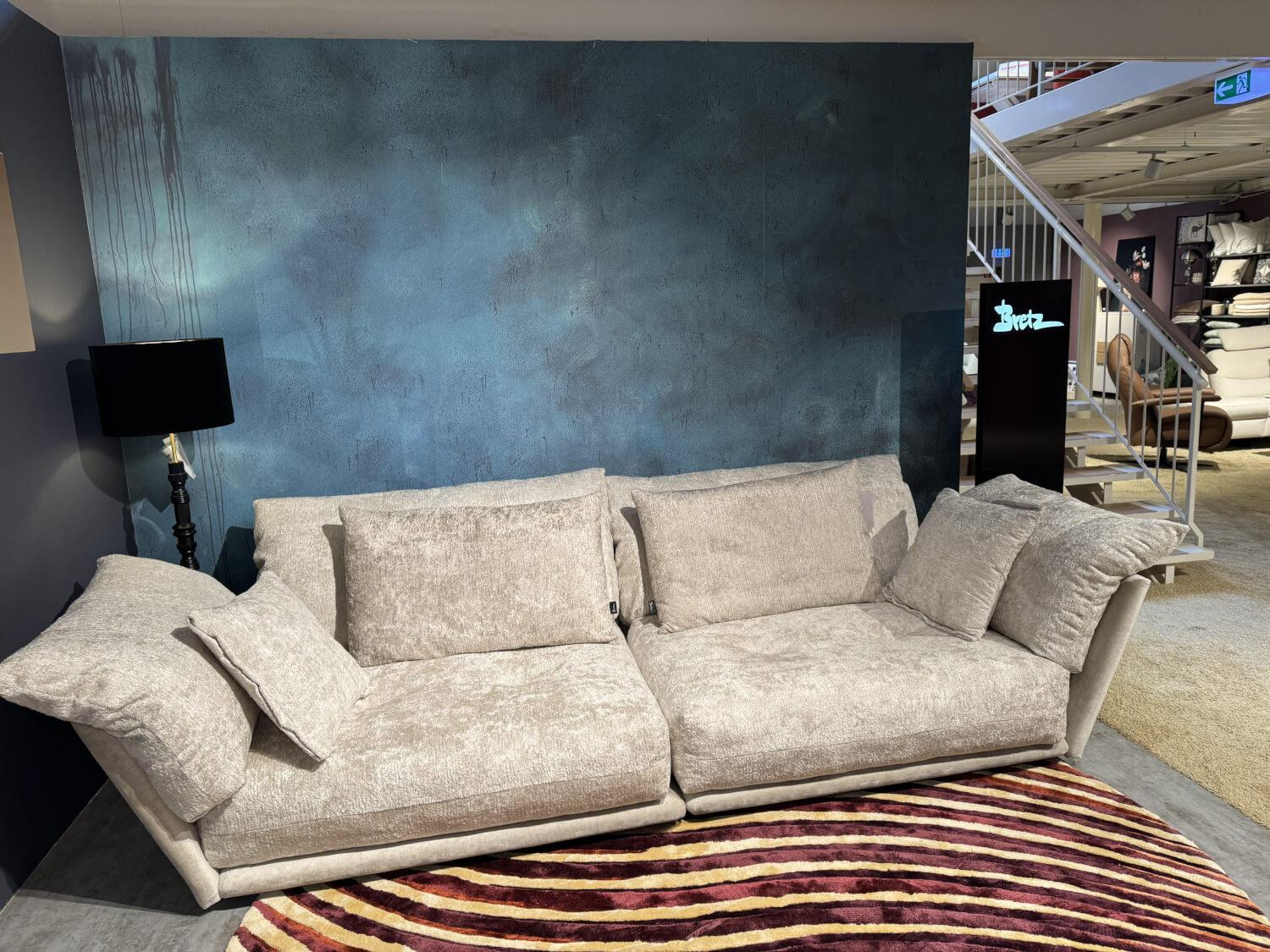 Bretz - Sofa Esfera Stoff 66 Grau Vintage Velvet 65 Moonlight mit 3 Kissen - 2