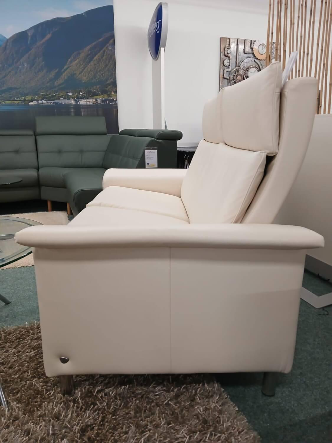 Stressless - Sofa Aurora Hoch Leder Paloma Vanilla Creme Fuß Stahlbein Rund Chrom - 8