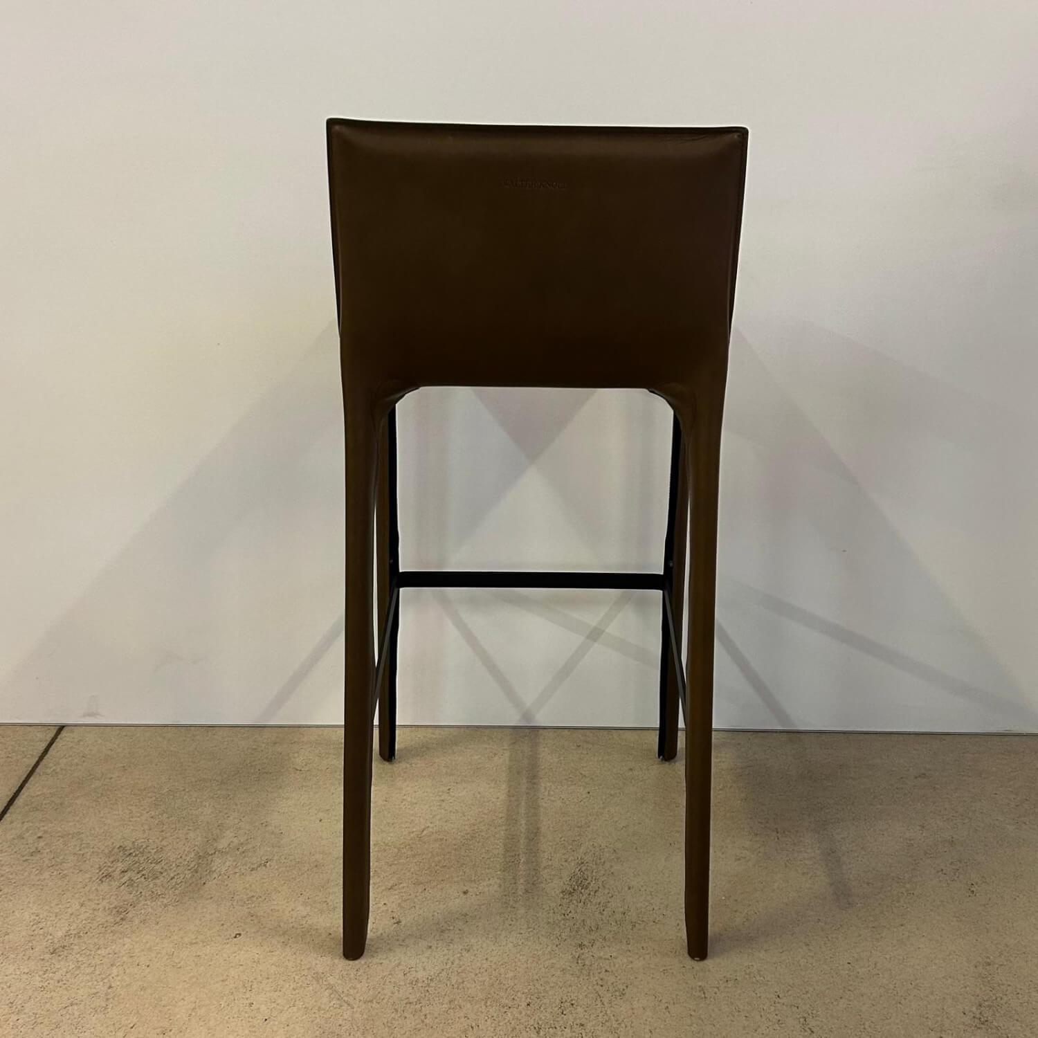 Walter Knoll - Barhocker Saddle Chair 1248 Leder Saddle Khaki Braun Fußstütze Stahl Schwarz Mit Kunststoffgleitern - 4