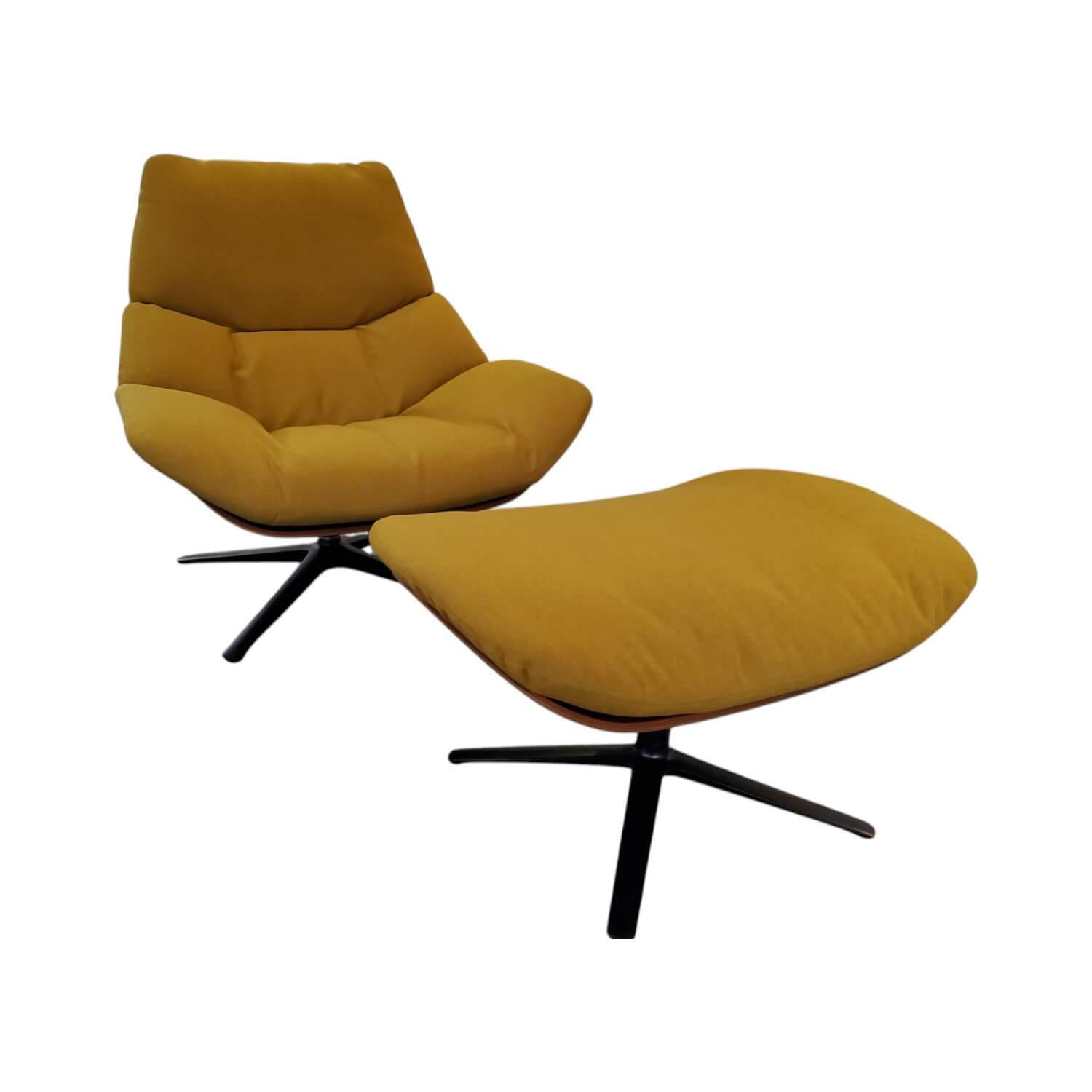 COR - Sessel Shrimp 23 Stoff 7204 Corry Gelb Schale Nussbaum Gestell Metall Schwarz Inklusive Hocker - 1