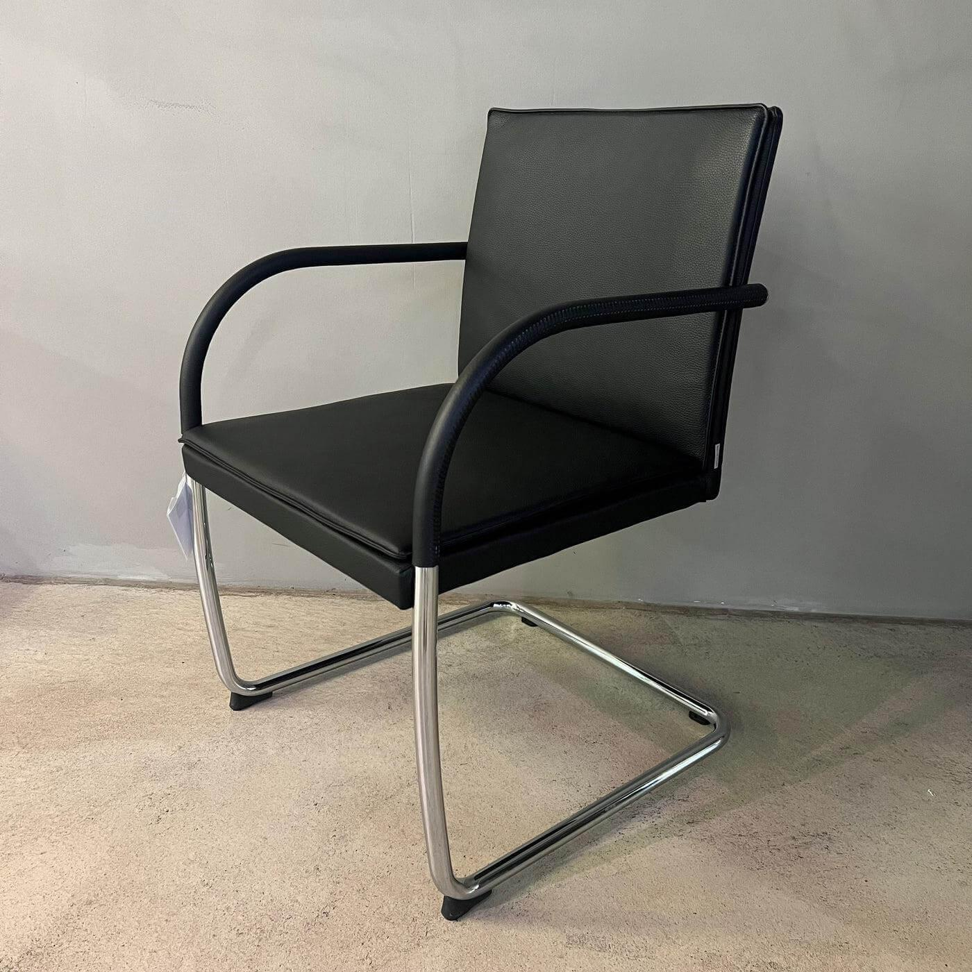 Walter Knoll - Stuhl George 1567 Leder Select 40 Schwarz Gestell Rundrohrstahl Hochglanz Verchromt - 3