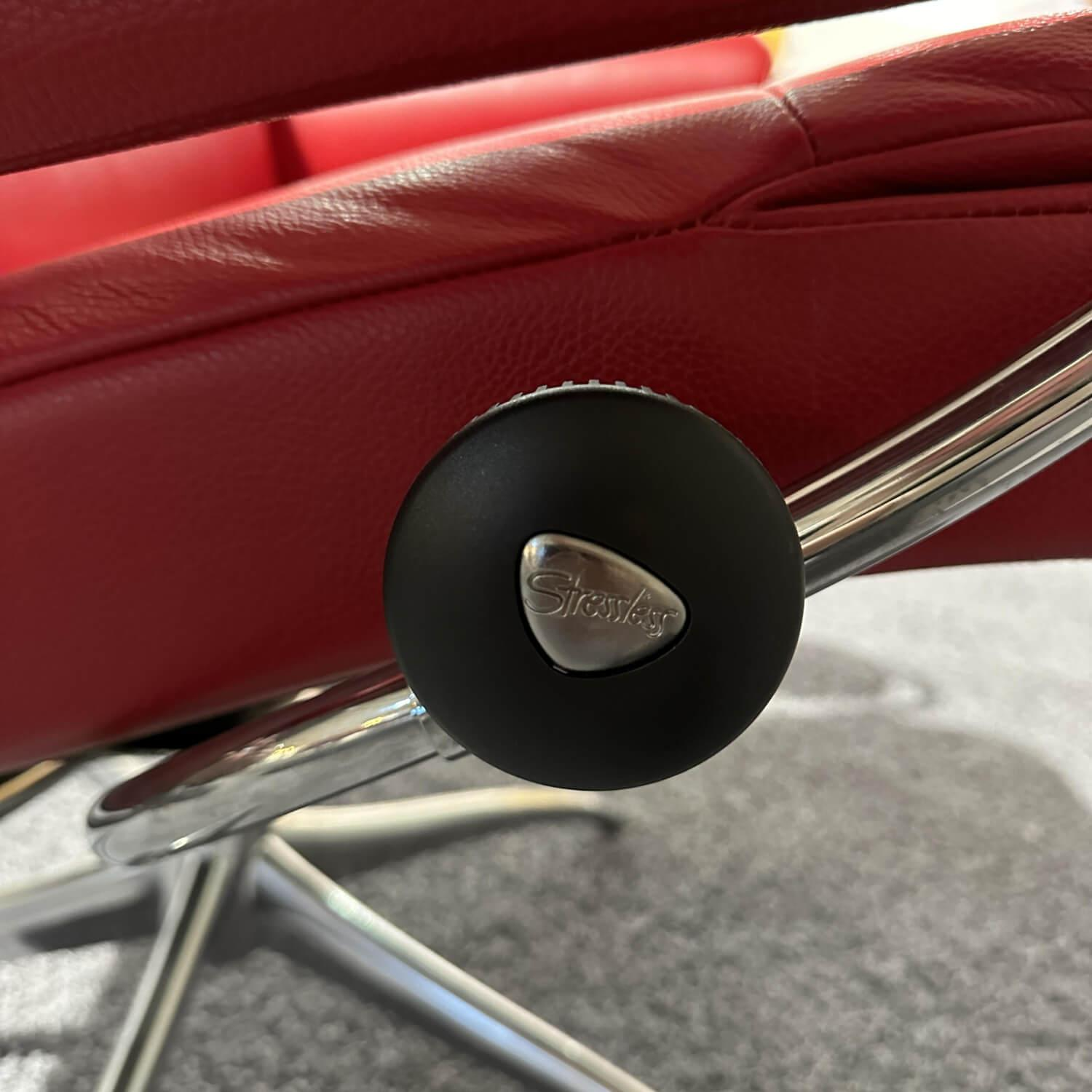 Stressless - Sessel Mit Hocker Tokyo R In Leder Cori 091 Brick Red Rot 09160 Untergestell Starbase Chrom - 5