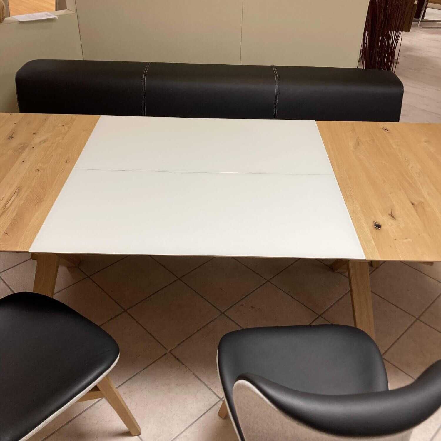 Tischgruppe V-Solid Tisch Ausziehbar Bank Leder Schwarz mit 3 Stühlen