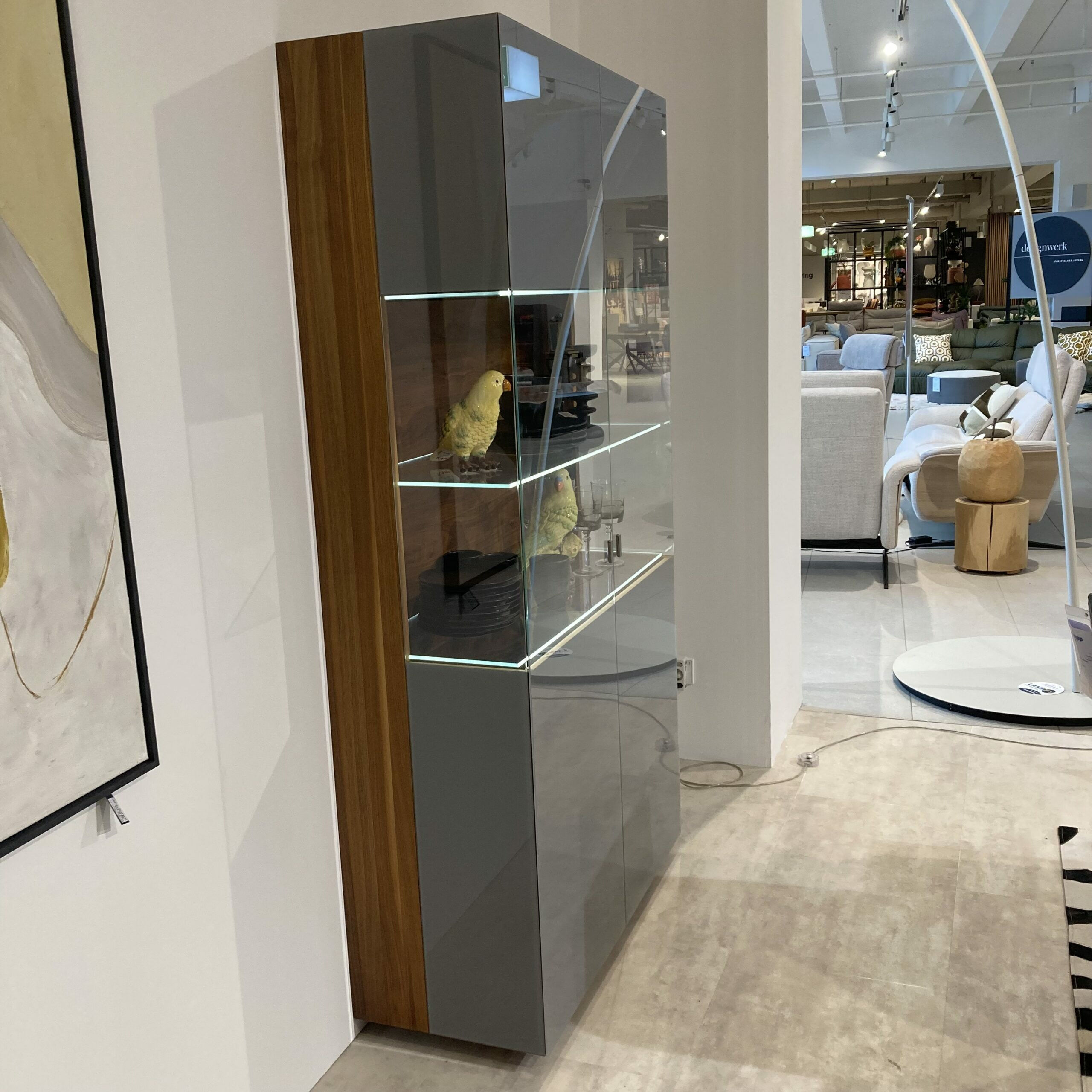 Team 7 - Vitrine Cubus VC10 Glas Mittelgrau Holz Nussbaum - 3