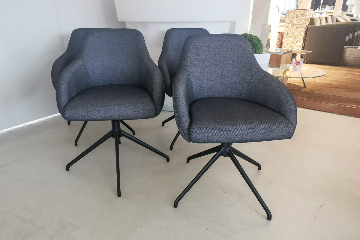 Stern - Outdoor-Stuhlgruppe Turn Outdoofstoff Seidenschwarz Grau Schwarz Gestell Aluminium Schwarz Matt - 7