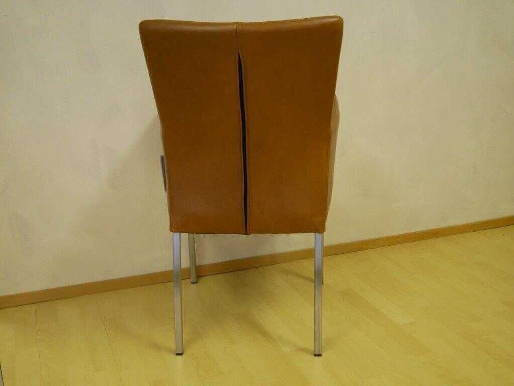 Sit Mobilia - 4er-Set Salma-2 Leder Bonanza TAN 84 Braun Füße Edelstahl Gebürstet - 4