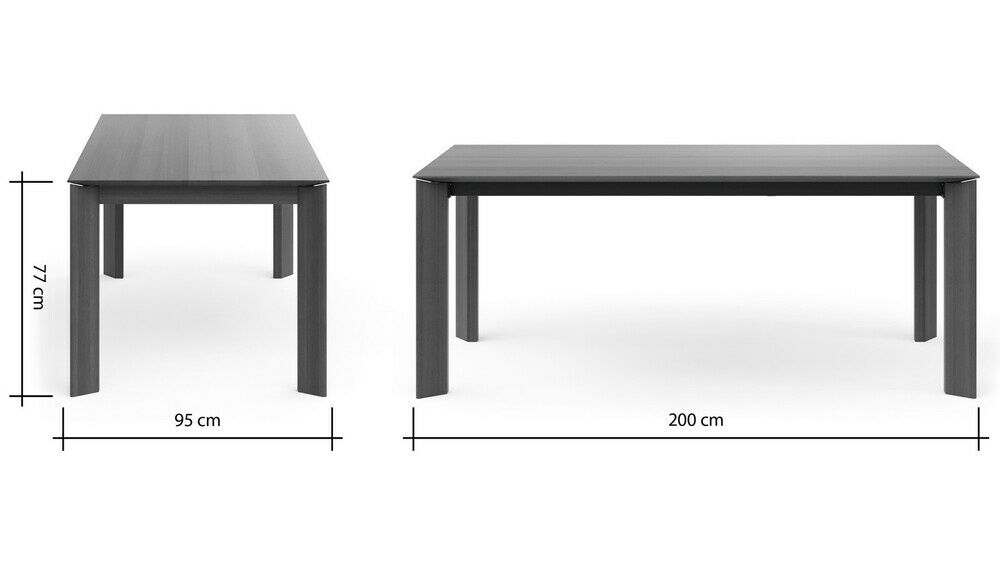 Natura - Esstisch ST200 Saratoga Schweitzer Kante Buche Massiv Silbergrau mit Auszug - 5