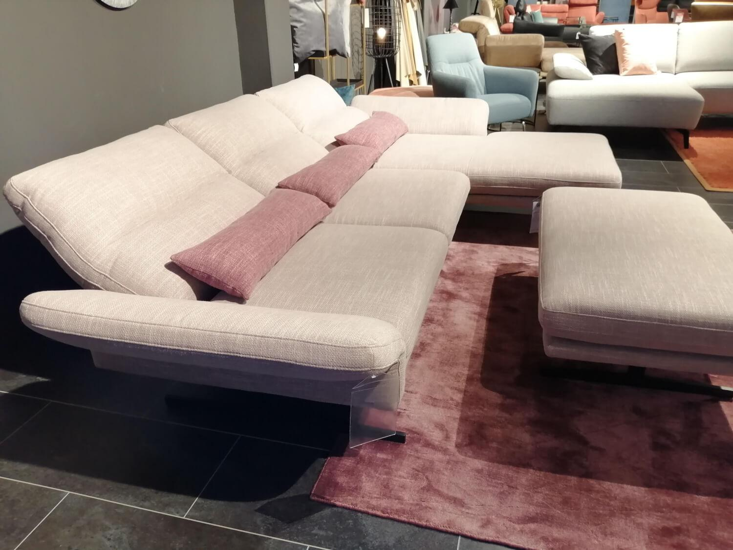 Comfort Republic - Ecksofa Alexander Stoff Magnolia Rosa Beige mit Hocker - 6