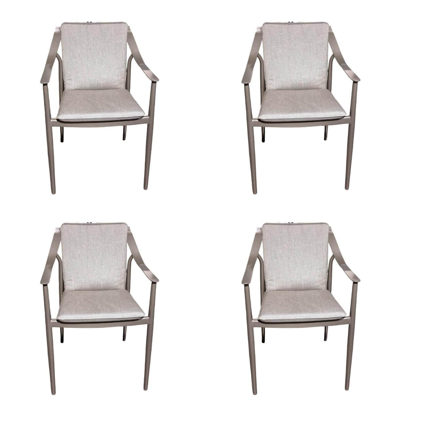 Stern - Set of 4 chairs Vanda fabric silk grey frame aluminum anthracite - 1