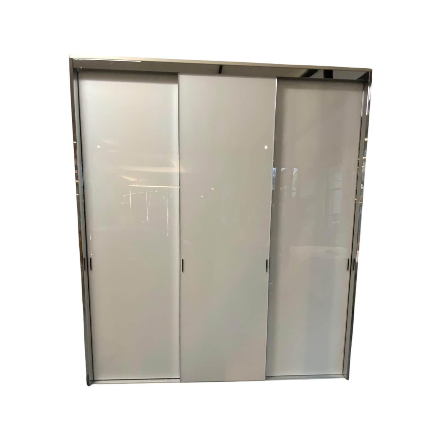 Eigene Herstellung - MARKE Cabinet ANLEGEN // Einbauschrank Front Plano Chrom Glas Superweiß Weiß Glänzend Innen Struktur Satingrau Grau - 1