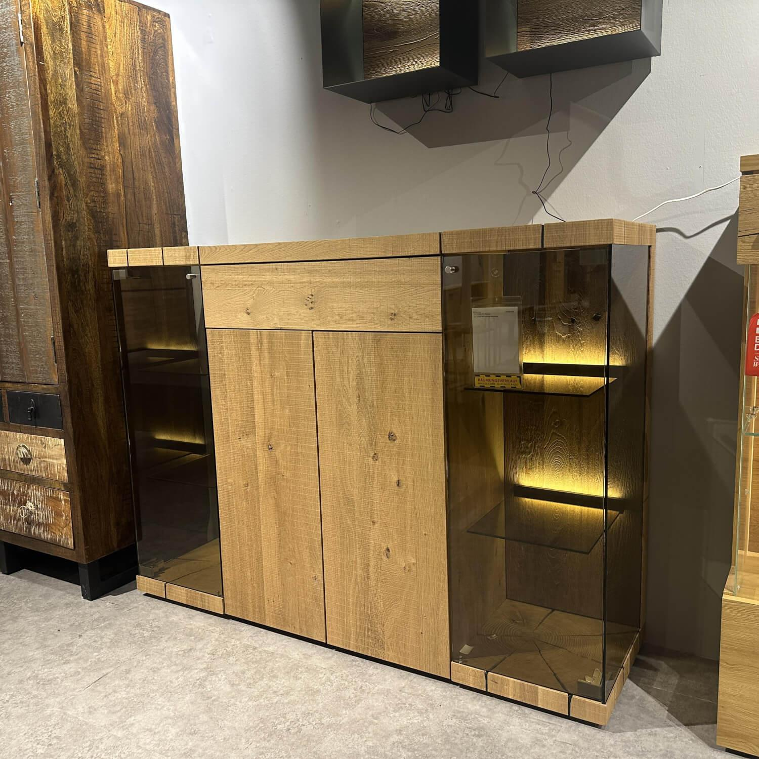 Hartmann - Highboard Vara Kerneiche Umato Massiv Sägerau Gebürstet Inkl. Beleuchtung - 5