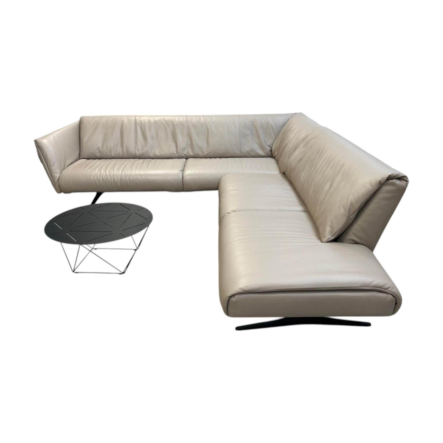 Walter Knoll - Ecksofa Bundle 630 Leder Rodeo Soft 1417 Pebble Grau Beige Gestell Schwarz Matt Pulverbeschichtet - 1