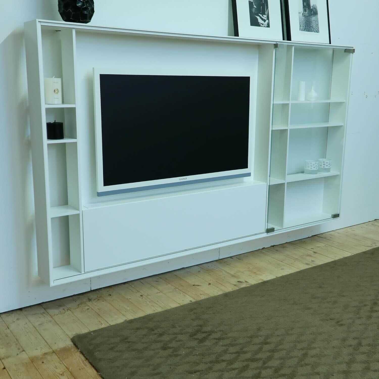 TV-Wand Bookless Lack M03 Schneeweiß Wandhängend