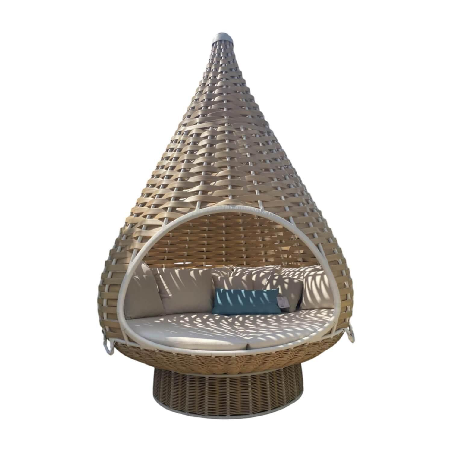 DEDON - Gartenlounger Nestrest Faser Geflochten Natural Beige Braun Inklusive Kissen - 1