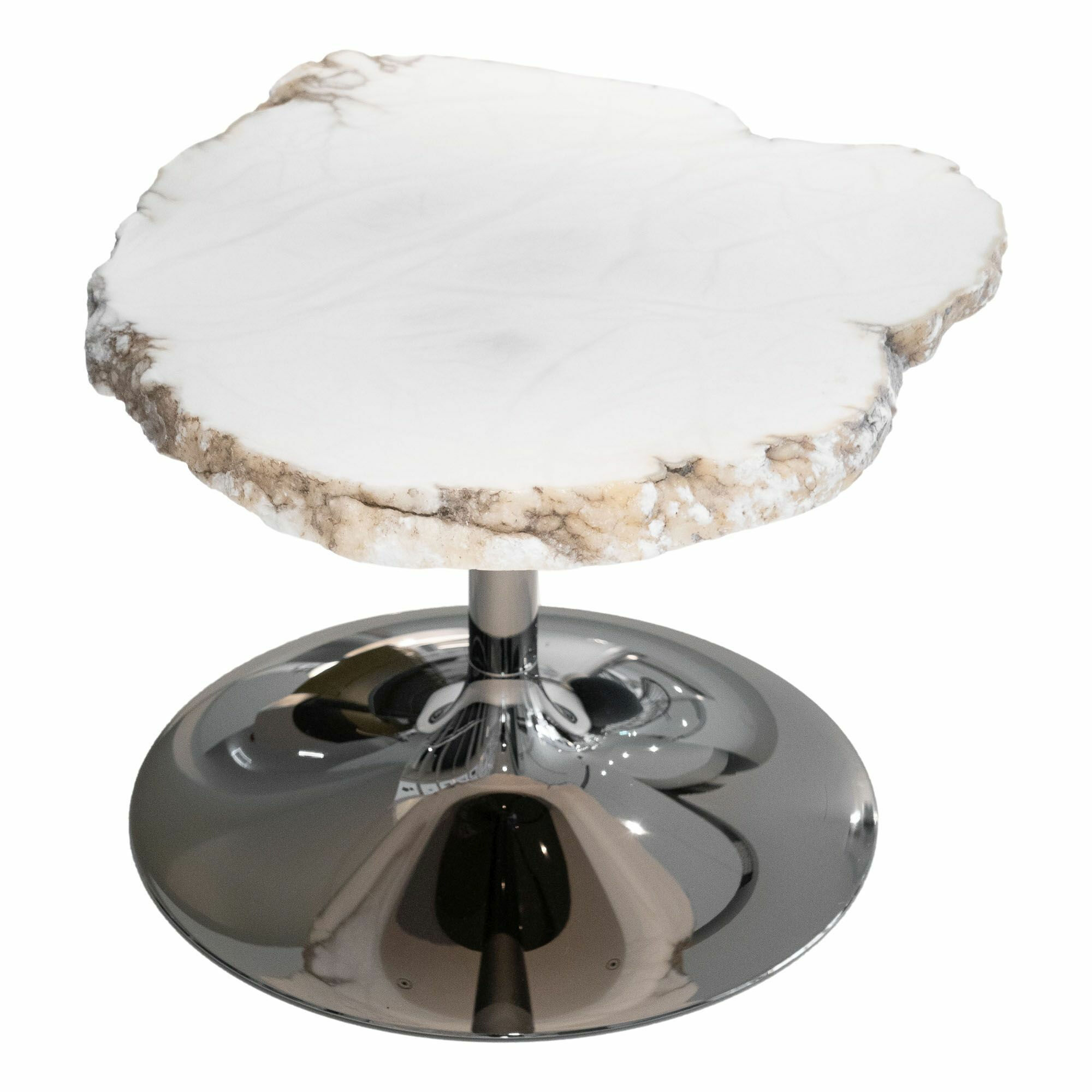 Edra - Beistelltisch Cicladi CLD010 Platte Alabaster Natur Gestell Chrom - 1