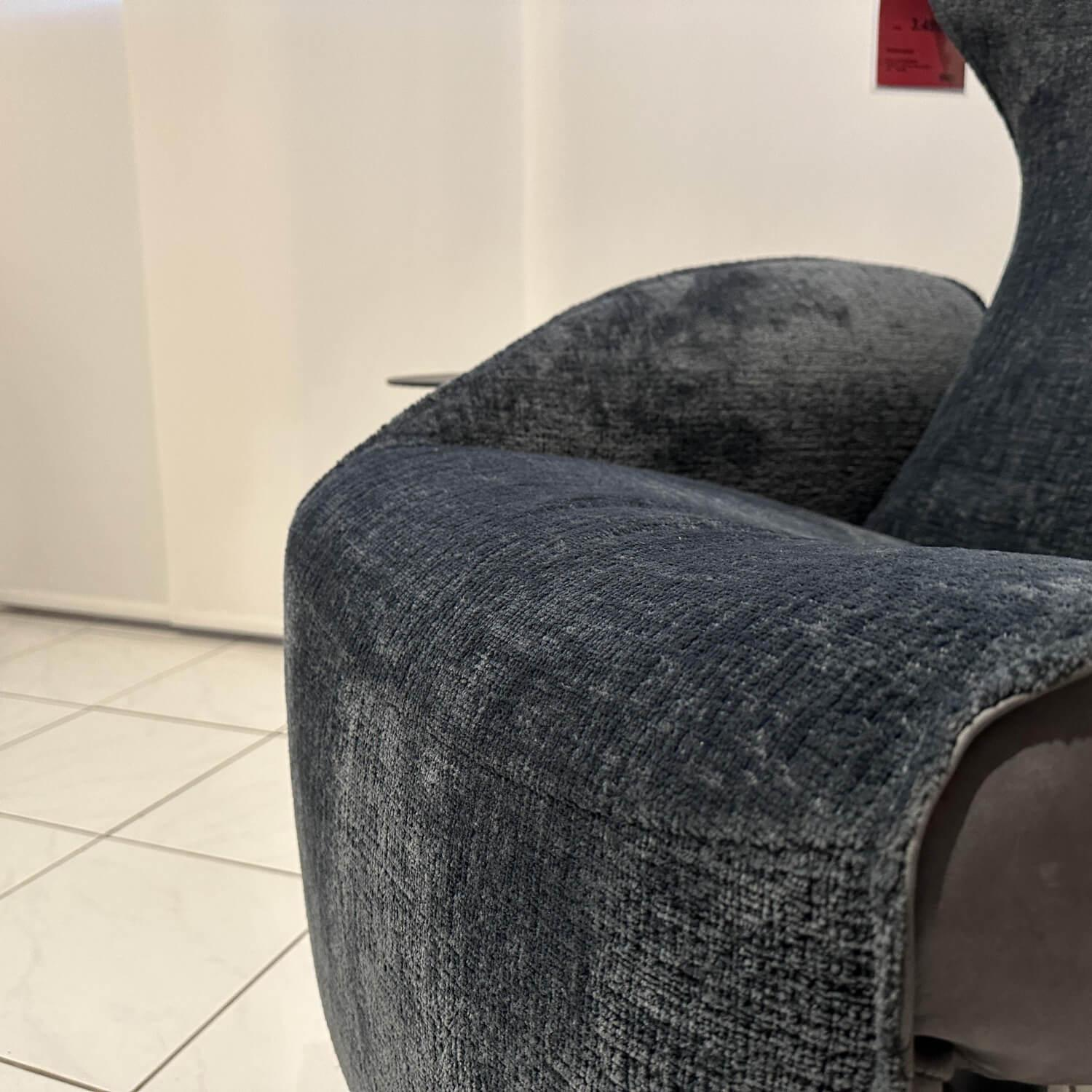 Jori - Relaxsessel Daydreamer Innen Stoff Mumble Oltremare Blau Außen Leder Nubuck Anthraciet Anthrazit Fuß Graphitgrau - 6