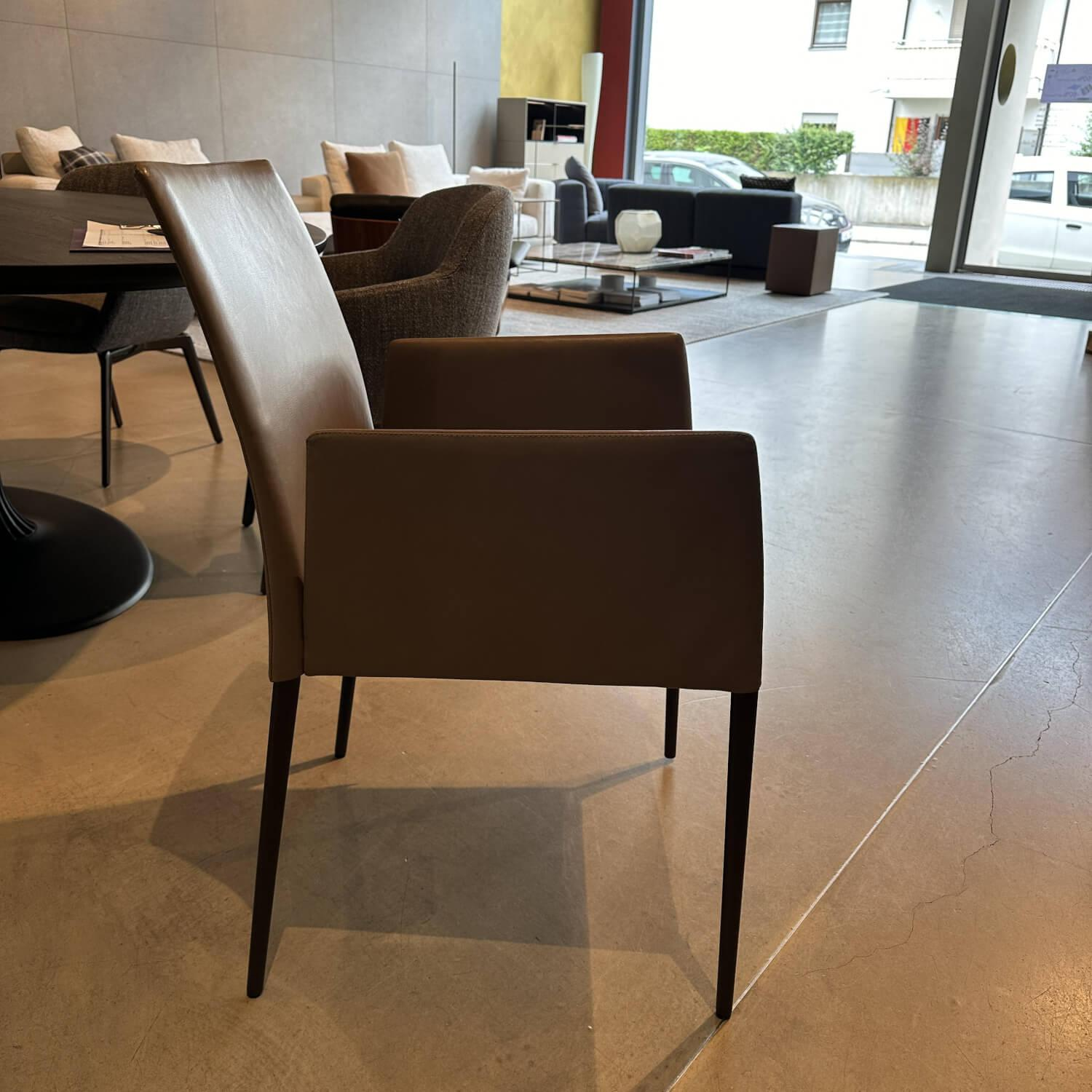 Walter Knoll - Stuhl Deen 1606 Leder Elen 1400 Fango Braun Gestell Stahl Bronze Schwarz Mit Teflongleiter Und Mittelhohem Rücken - 8