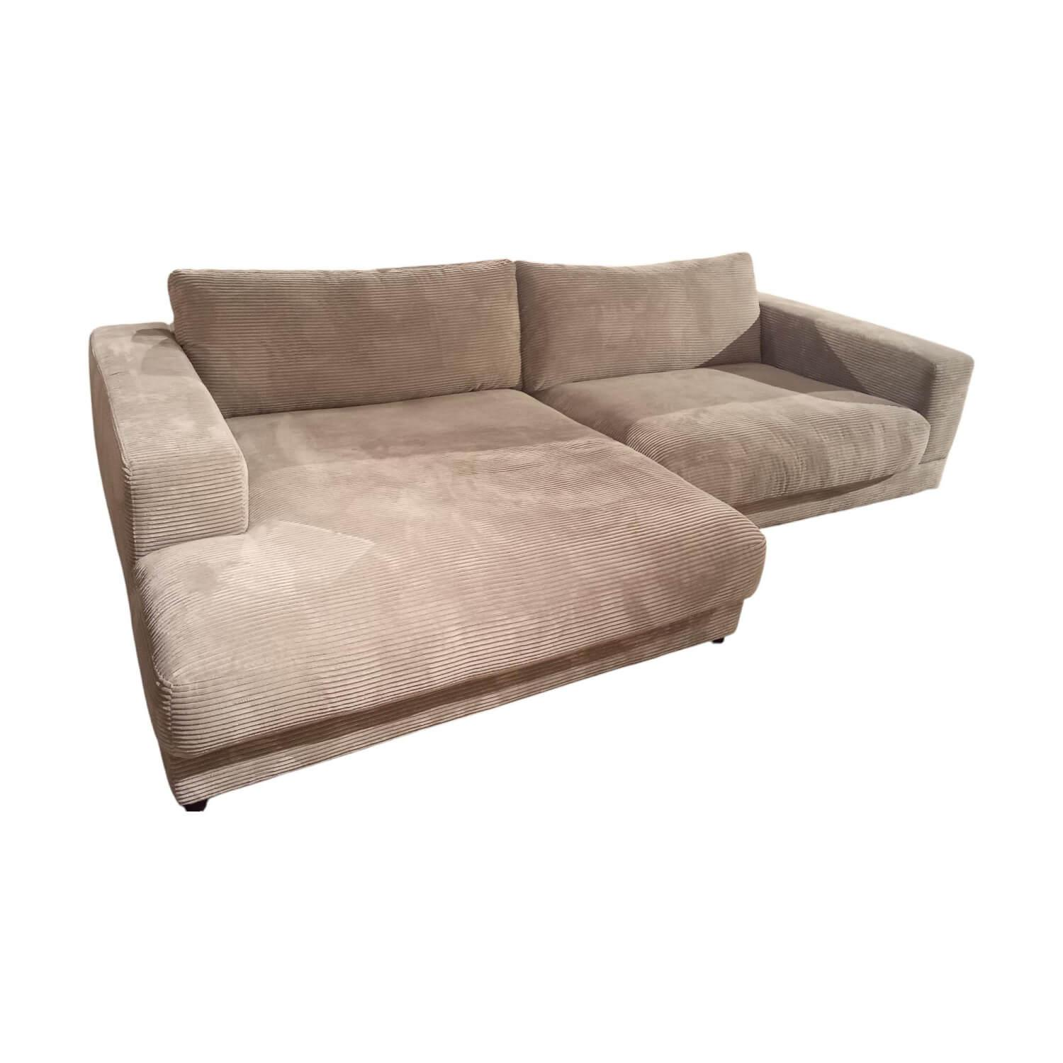 Raum.Freunde - Ecksofa Juni Stoff 6 Cord Stone Grau Füße Kunststoffgleiter Schwarz - 1