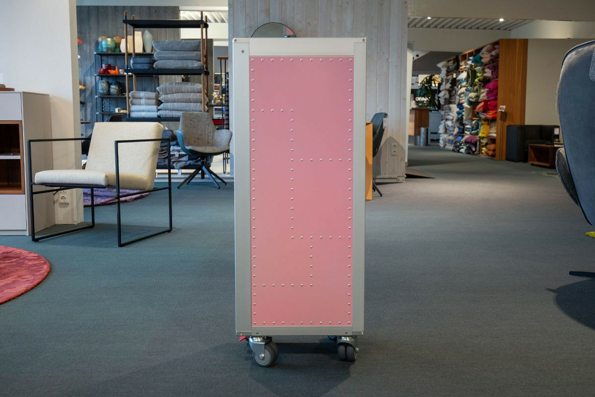 Bordbar - Flugzeugtrolley Aluminiumprofile Edelstahlbleche Powder Rosa Doppellenkrollen Ohne Schübe Und Boden - 5