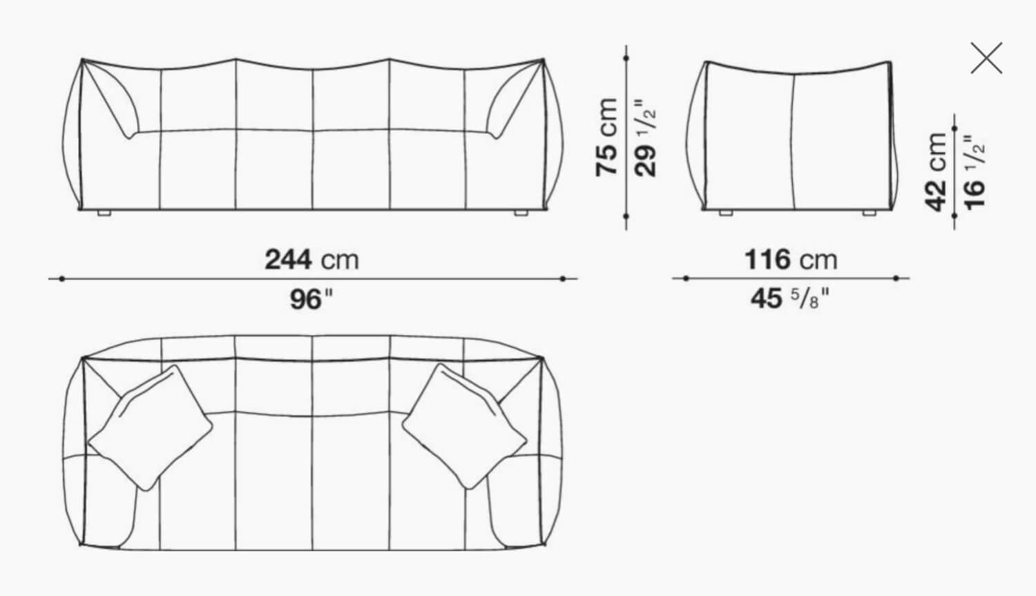 B&B Italia - Sofa Le Bambole Granbambola Stoff Bouclè Sila Taubengrau Gestell Polyethylen Inklusive Rückenkissen - 3