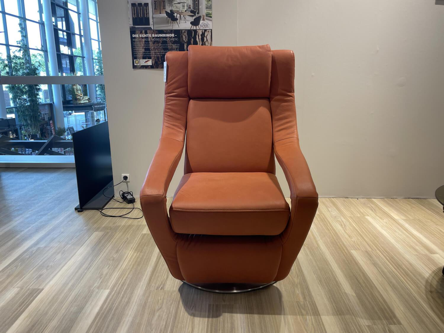 Koinor - Funktionssessel Yoko No2 Leder C Revolution Paprika Orange Drehteller Nickel Satiniert Motorisch Verstellbar - 8