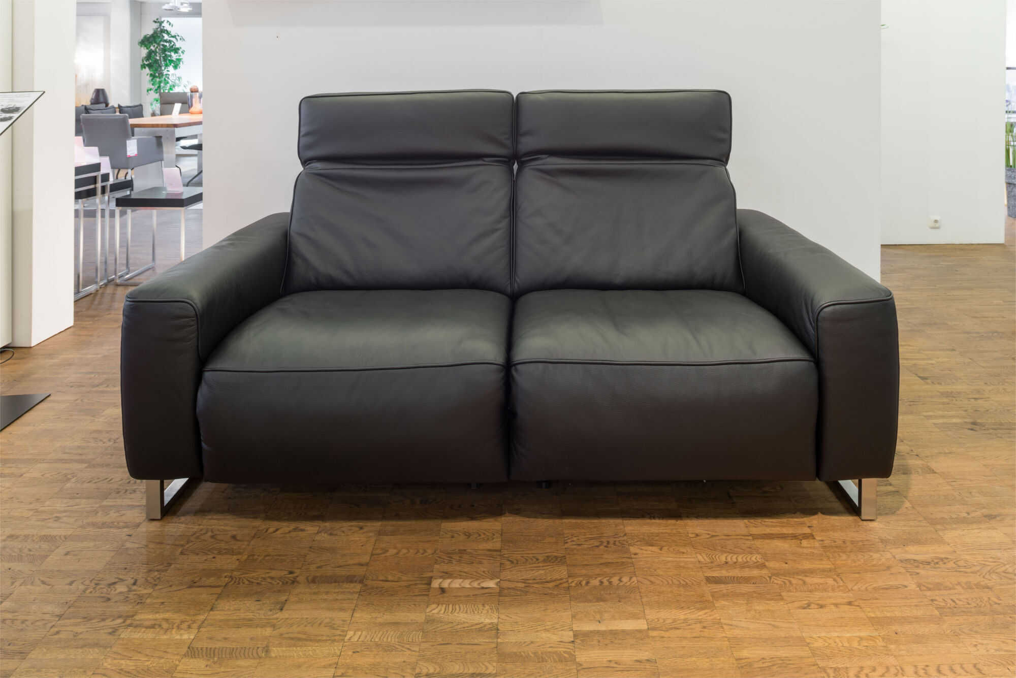 Musterring - Sofa MR 6070 Leder Schwarz Füße Edelstahl Relaxfunktion - 3