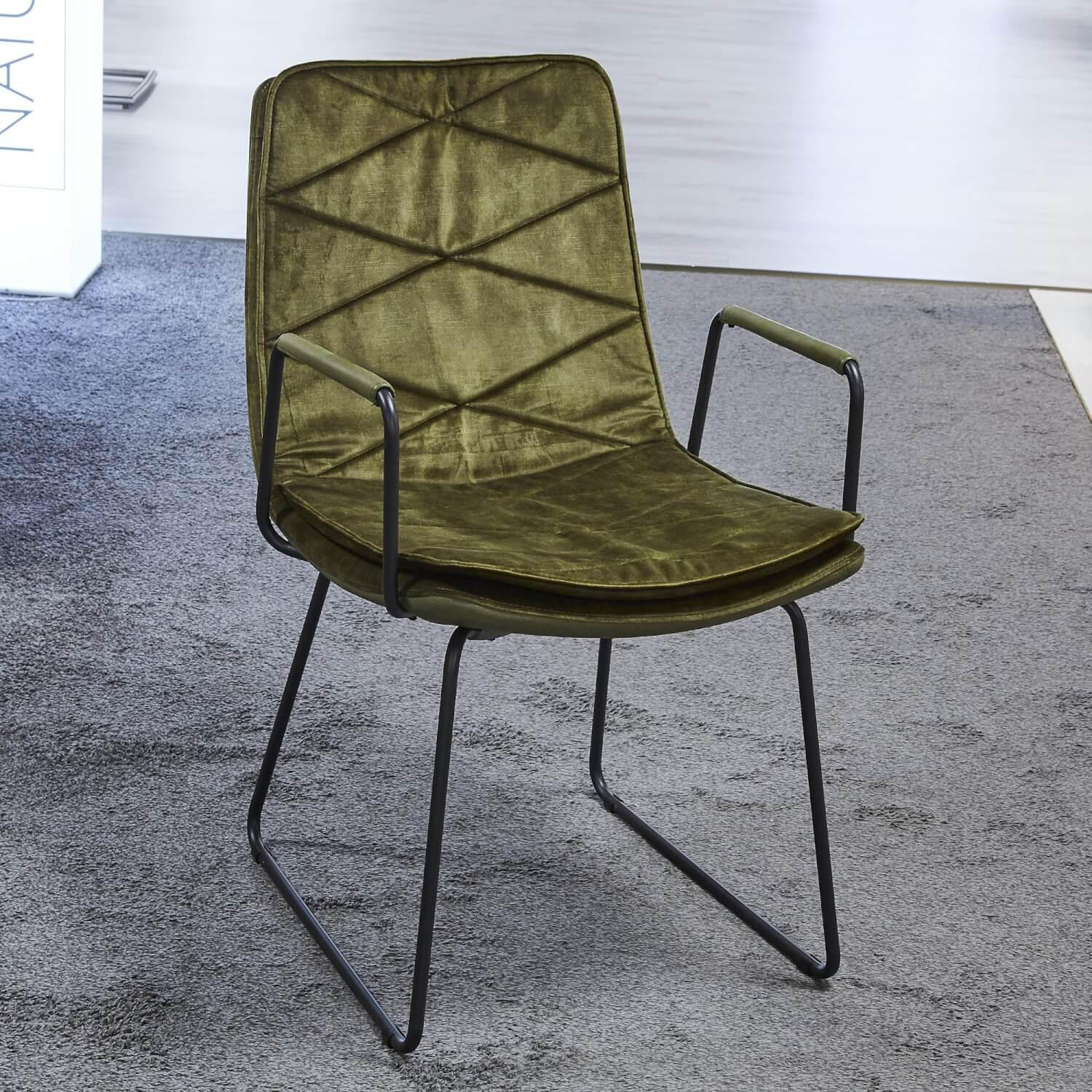 Raum.Freunde - Stuhlgruppe Lasse Bezug Stoff Adore Moss 59 Gestell Kufe Metall Pulverbeschichtet Anthrazit - 16