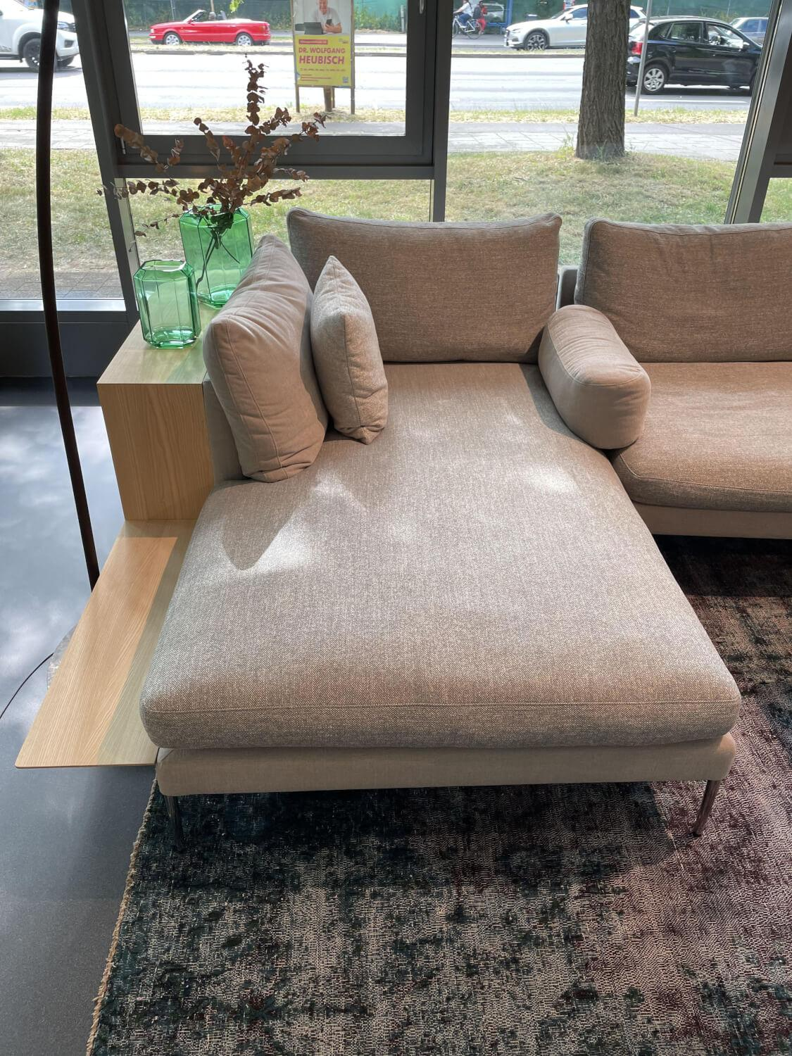 COR - Ecksofa Pilotis Stoff Stoff 8158 Ecru 8151 Taubenblau aus Liegen- und Schrägelement - 4