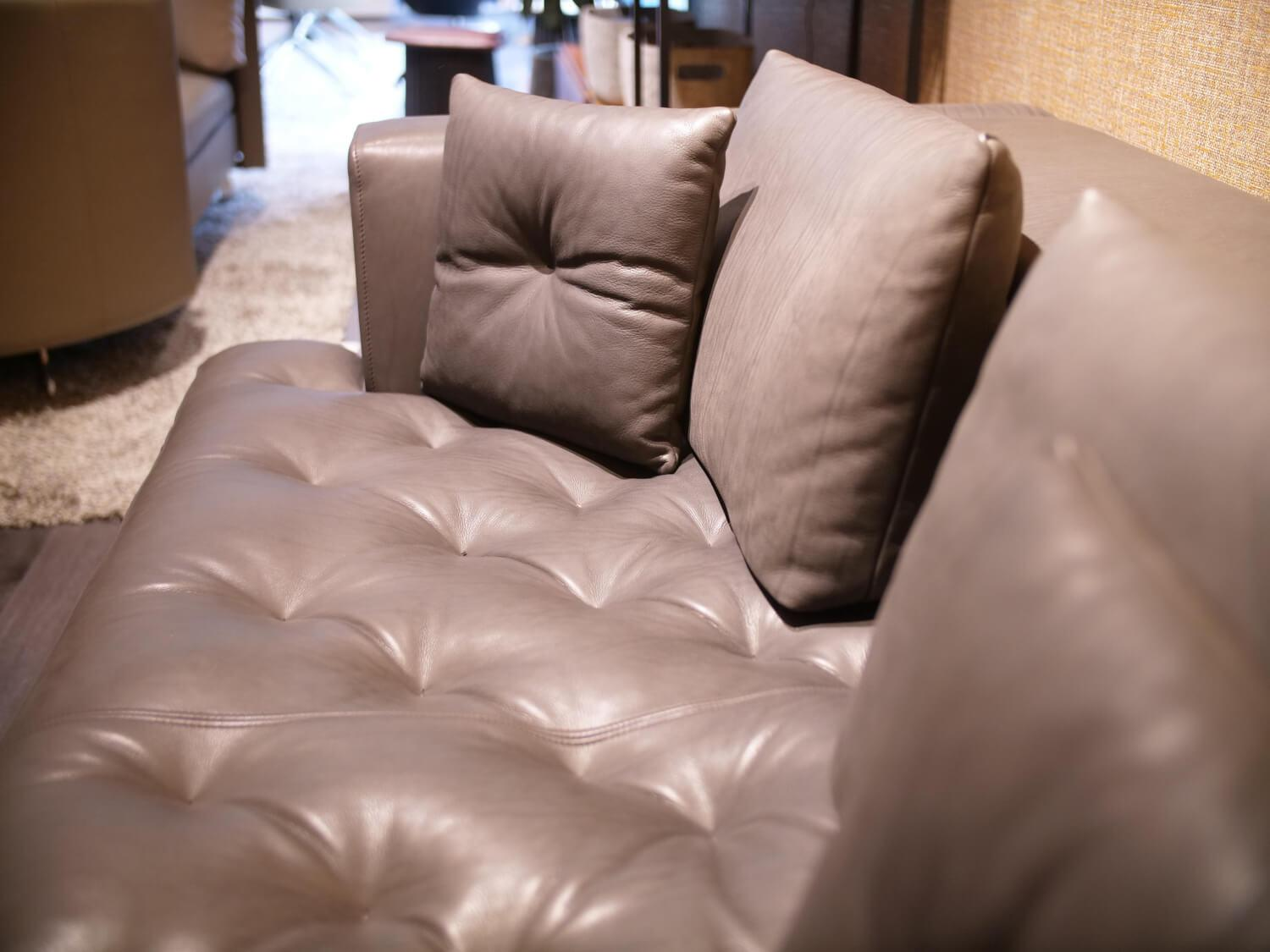Sofa Dreisitzig DS-0040 Leder Espresso Braun Untergestell Hochglanz Verchromt Rückenpolster Hochklappbar