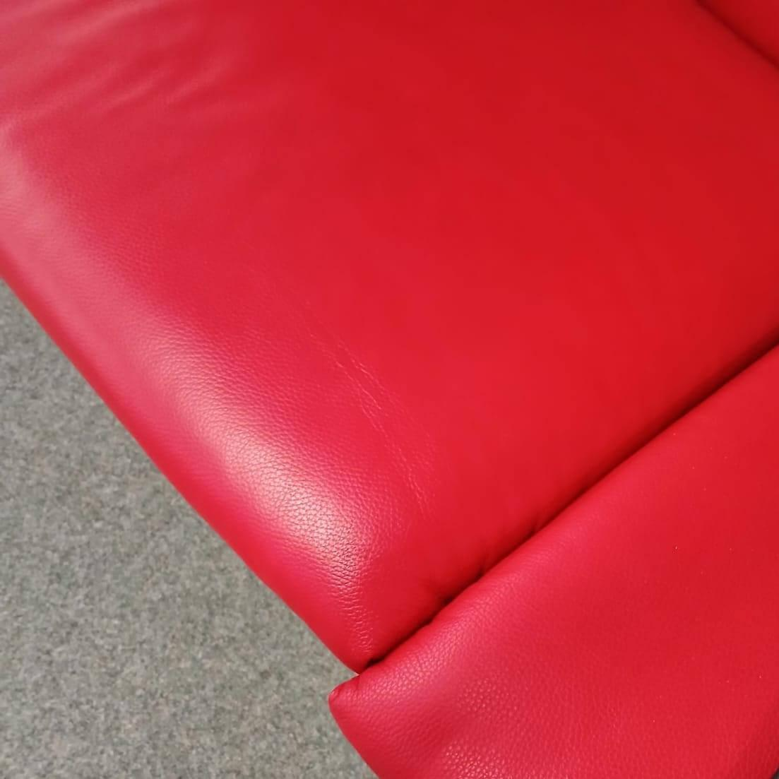 Stressless - Sofa Aurora Hoch Leder Cori Brick Red Rot Fuß Stahlbein Rund Chrom - 9