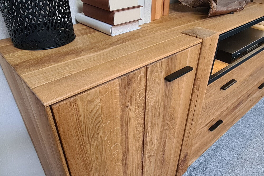 Natura - Sideboard Blackpool Eiche Massiv Natur Geölt Metall Schwarz - 5