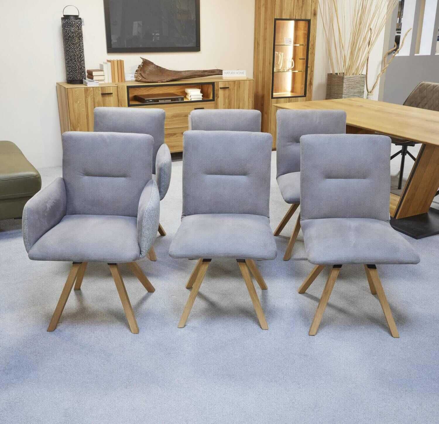 Natura - 6er-Stuhlgruppe 2 Mit Armlehne 4 Ohne Armlehne Stoffkombinationn Fiesta Grau - 3