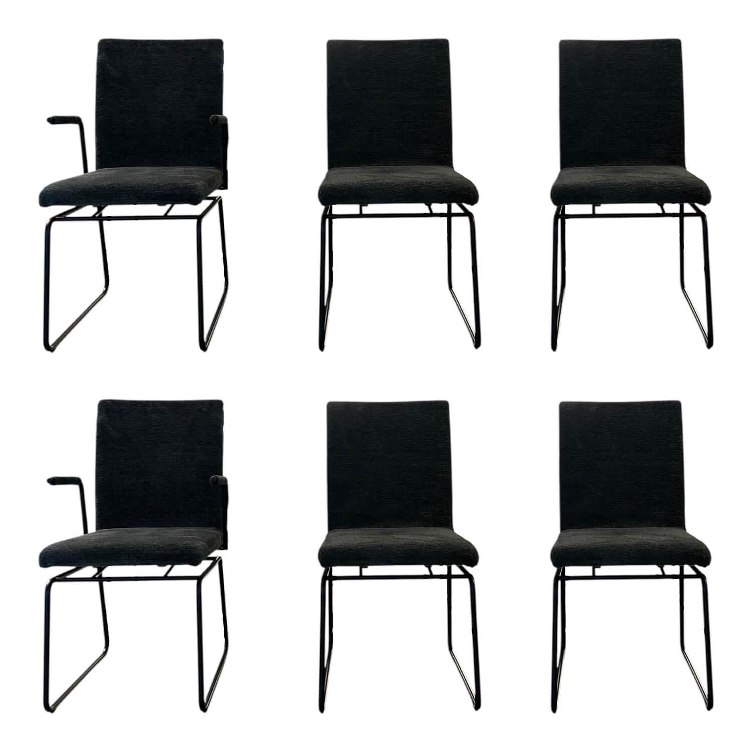 Bacher - 6er Set Stuhl Filon Stoff Cloud Hunter 156 Grün Kufengestell Metall Schwarz Tiefmatt Pulverbeschichtet Mit Schwingmechanik - 1