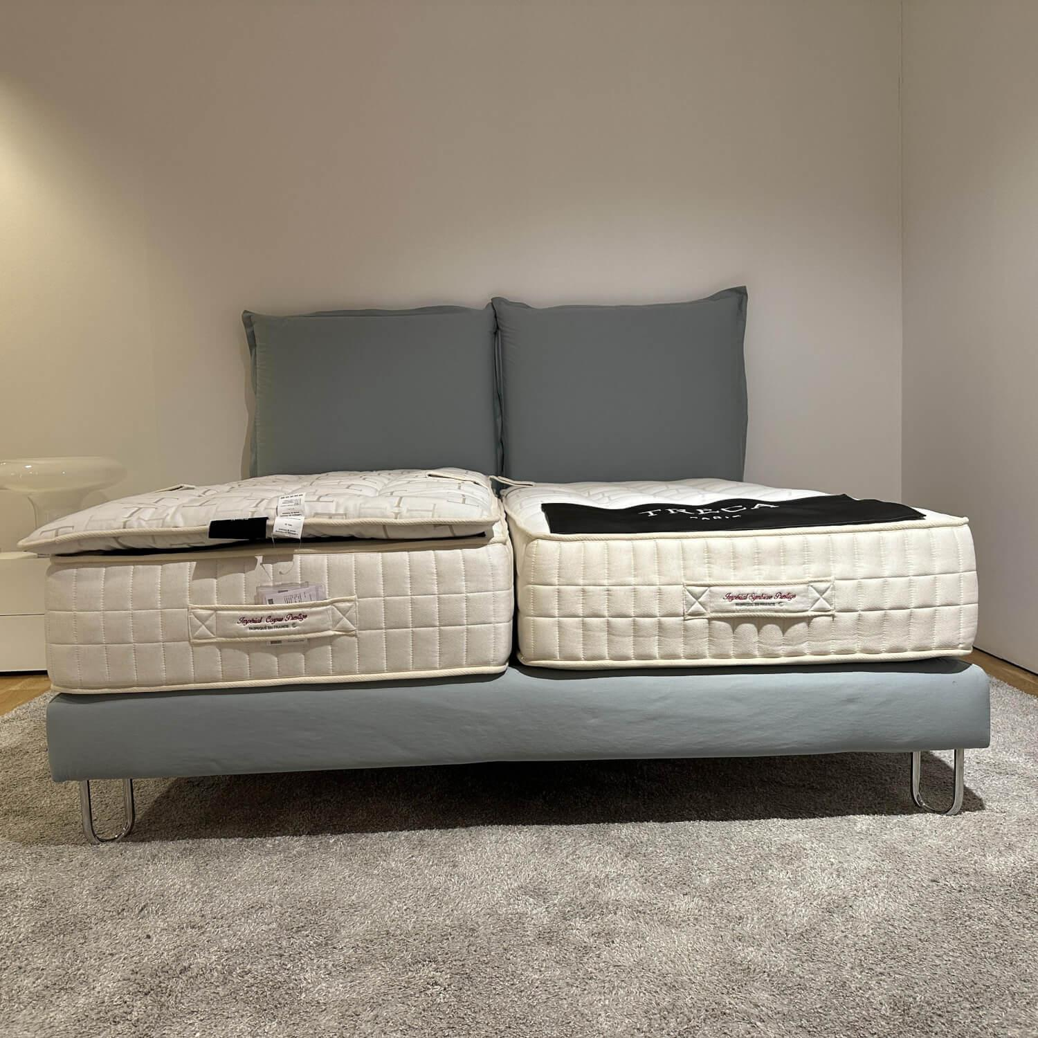 Treca Interiors - Polsterbett Angele SZ Bezug Stoff Loft F 3168 017 Nuage Hellblau Gräulich Füße Angele Chrom Mit Matratzen - 4