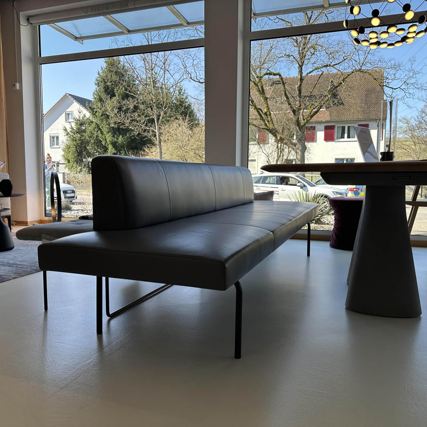 Walter Knoll - Bank Ison Leder 65 Elen 1219 Oyster Grau Gestell Stahl Schwarz Pulverbeschichtet - 4