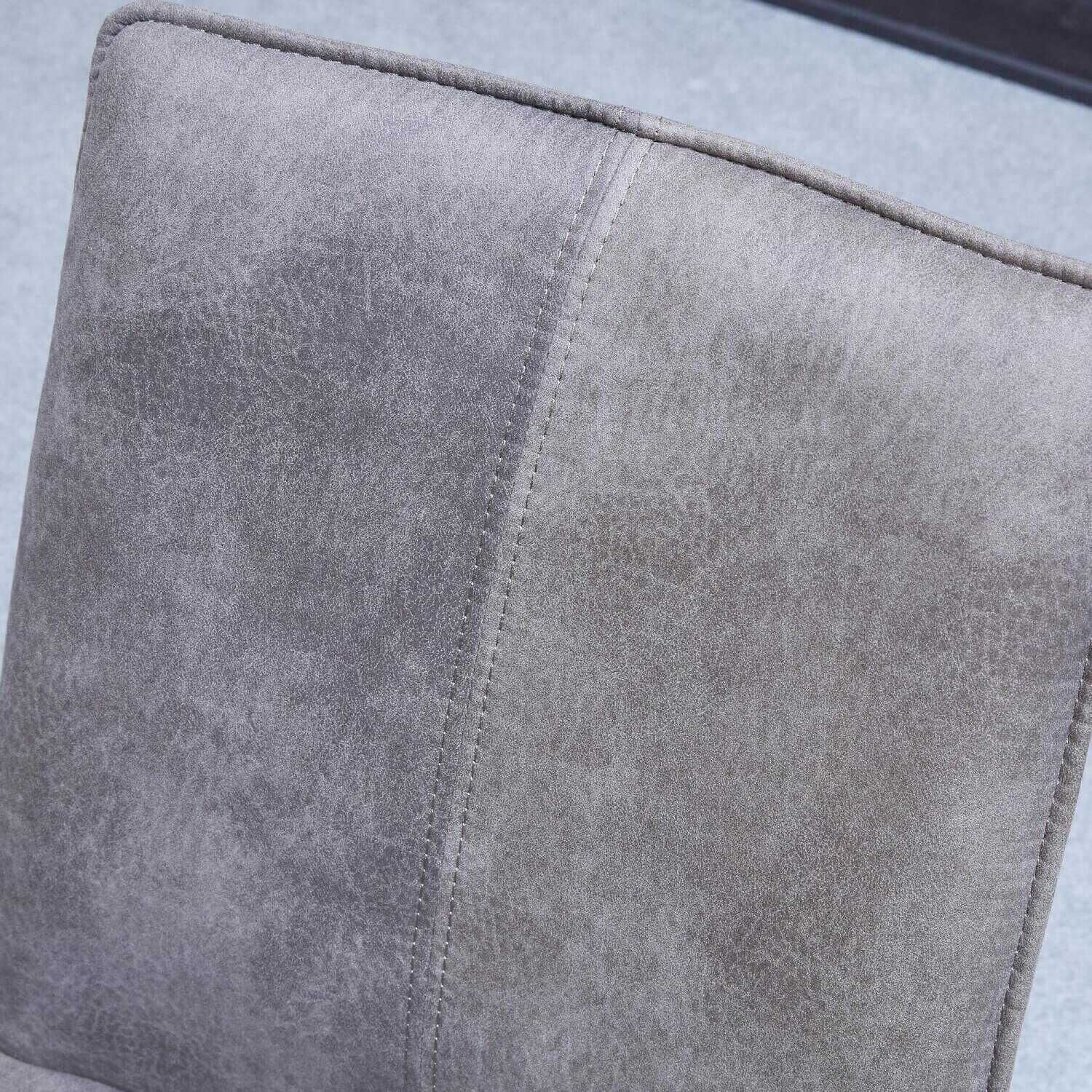 Natura - 6er-Stuhlgruppe Microfaser Aberdeen Stone Gestell Rundrohr Eisen Schwarz - 10