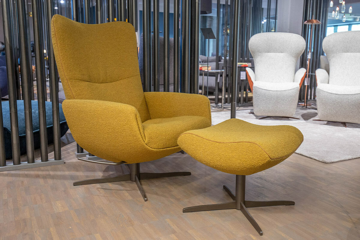 Jori - Sessel Time-Out JR-4320 Stoff Lamb C0026 Senfgelb Gestell Matt Bronze Inklusive Hocker - 8
