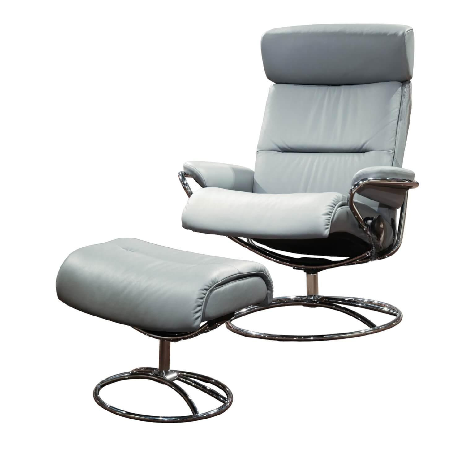 Stressless - Relaxsessel Mit Hocker Tokyo Leder Paloma Neutral Grey Grau 17 Gestell Original 40 Alu - 1