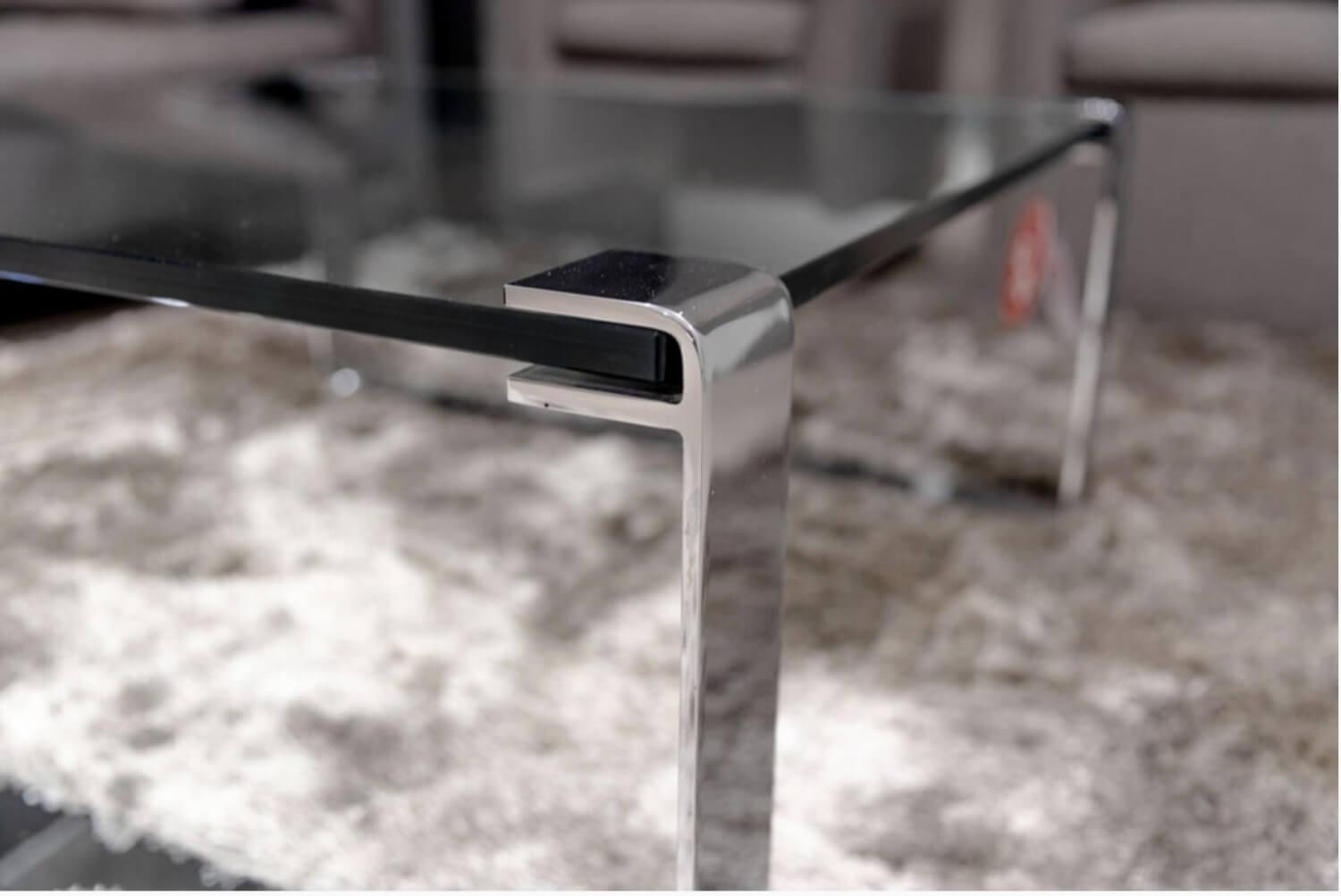 Draenert - Clubtisch Klassik Platte Klarglas Kufen Hochglanz-Chrom - 3