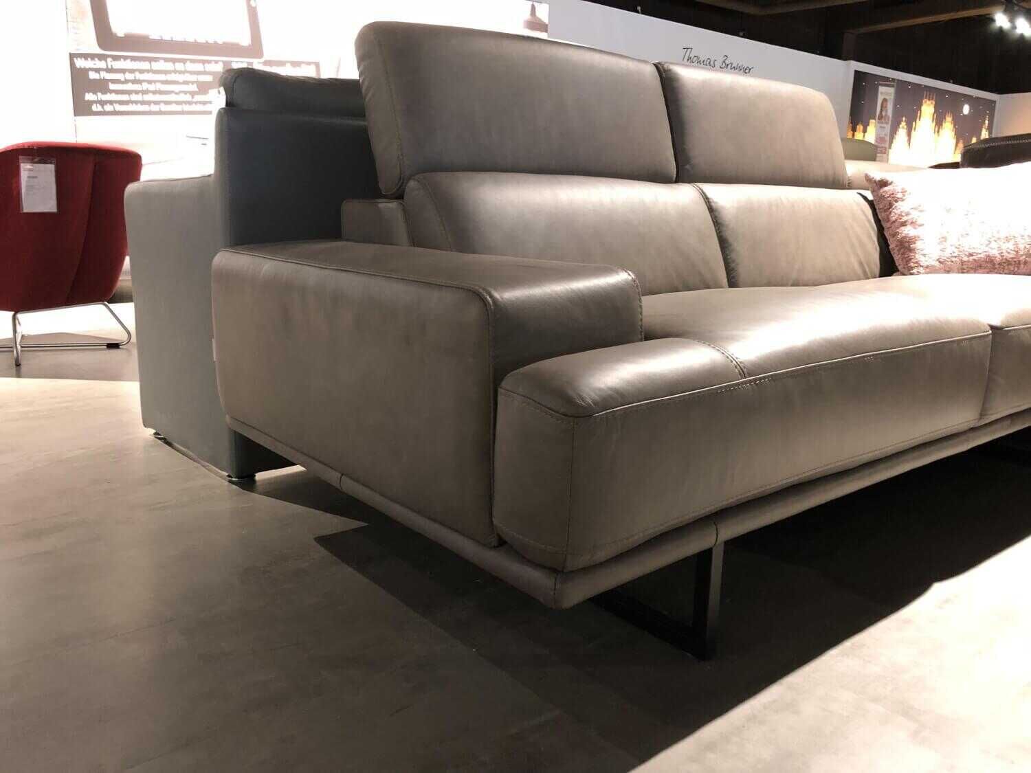 Cuoio - Ecksofa Capri Leder Grau mit Verstellbarkeit - 2