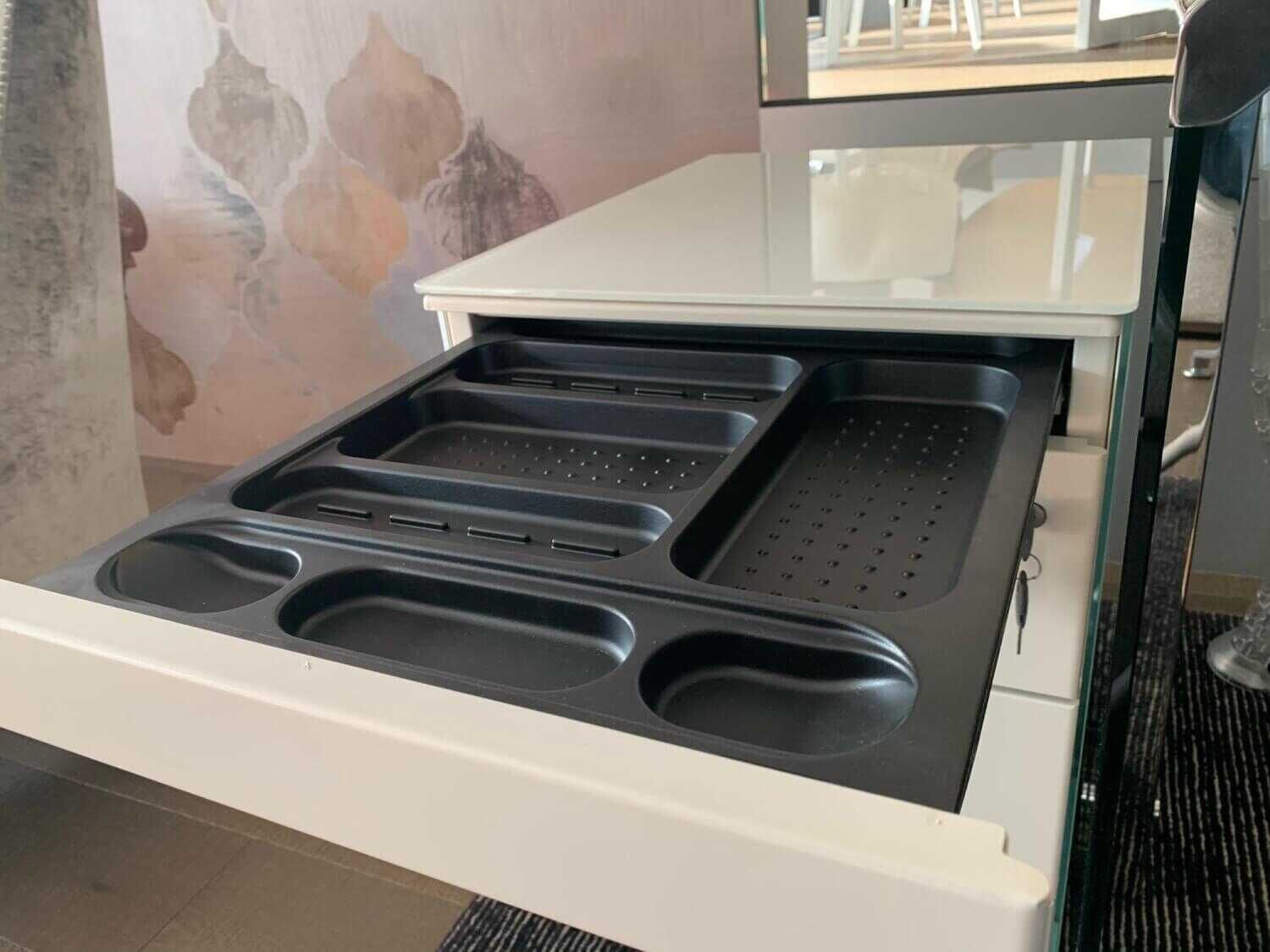 Galotti & Radice - Schreibtisch President Junior Glas Klar mit Rollcontainer Techna - 4