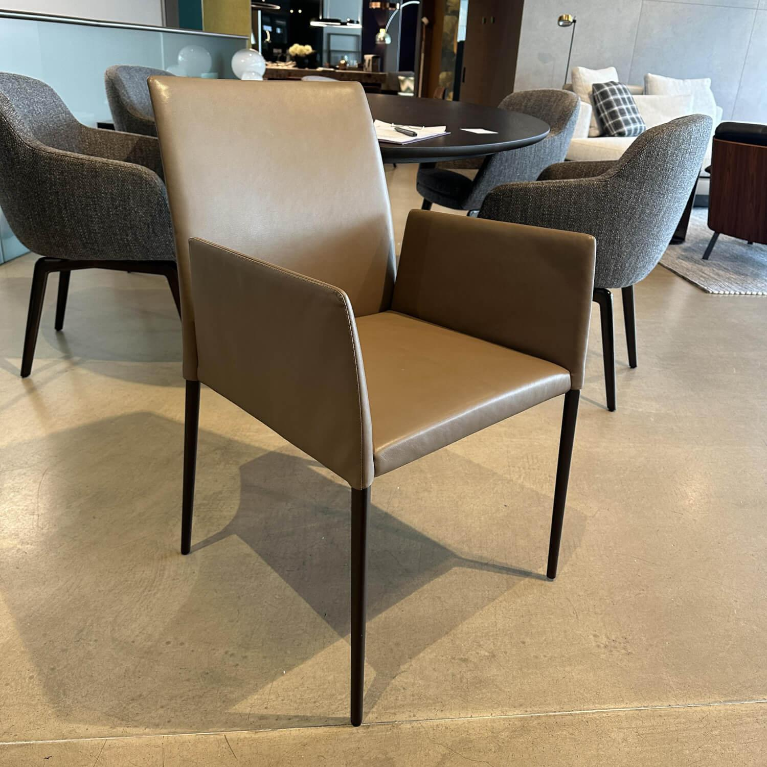 Walter Knoll - Stuhl Deen 1606 Leder Elen 1400 Fango Braun Gestell Stahl Bronze Schwarz Mit Teflongleiter Und Mittelhohem Rücken - 7