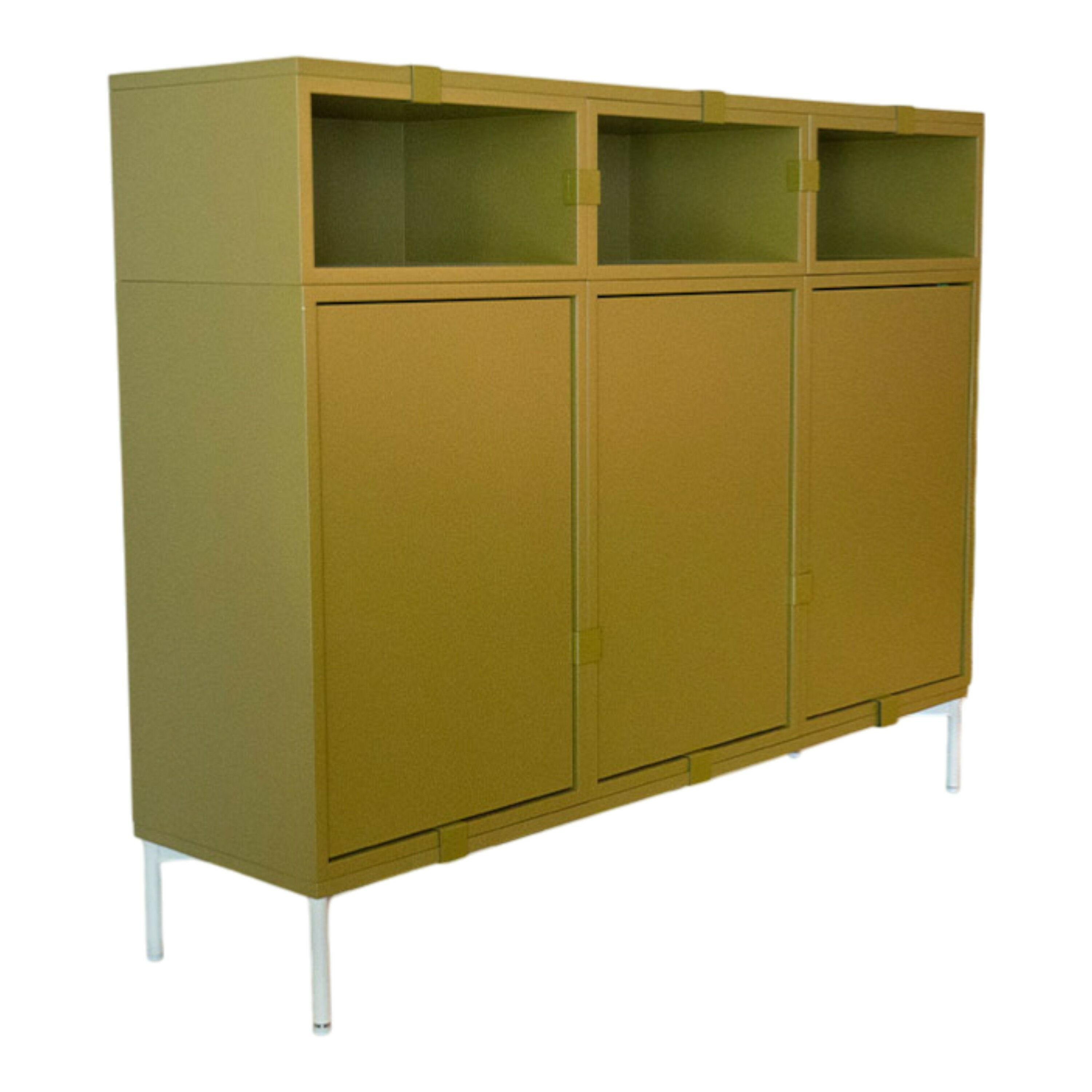 Muuto - Sideboard Stacked Olivgrün Gestell Stahl Pulverbeschichtet Weiß - 1