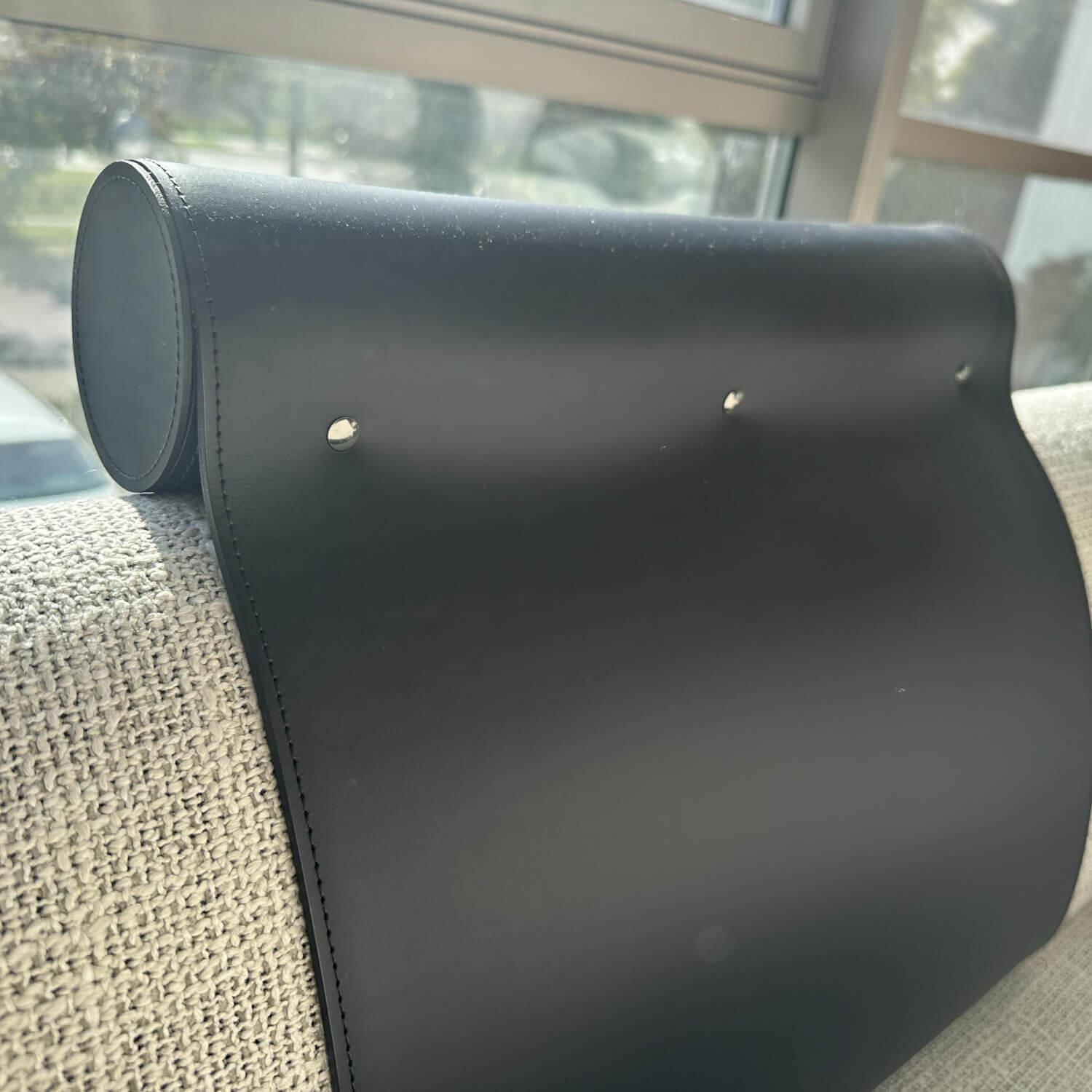 Walter Knoll - Ecksofa Muud Stoff Weave 7757 Pearl Gestell Schwarz Nackenrolle Leder Paco Black Schwarz - 6