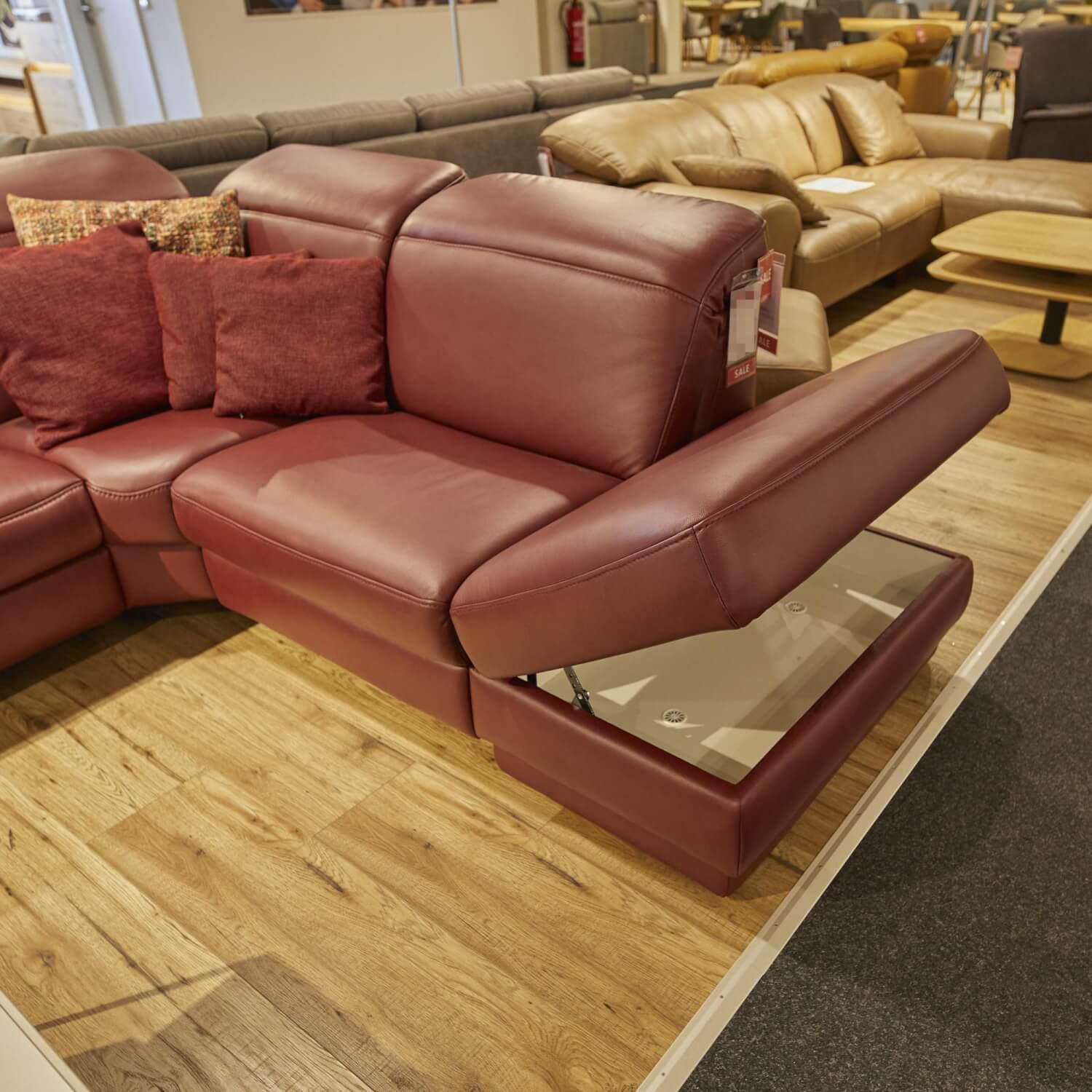Hukla - Ecksofa IL 4052 Leder Credo Barolo Rot mit motorischen Funktionen - 3
