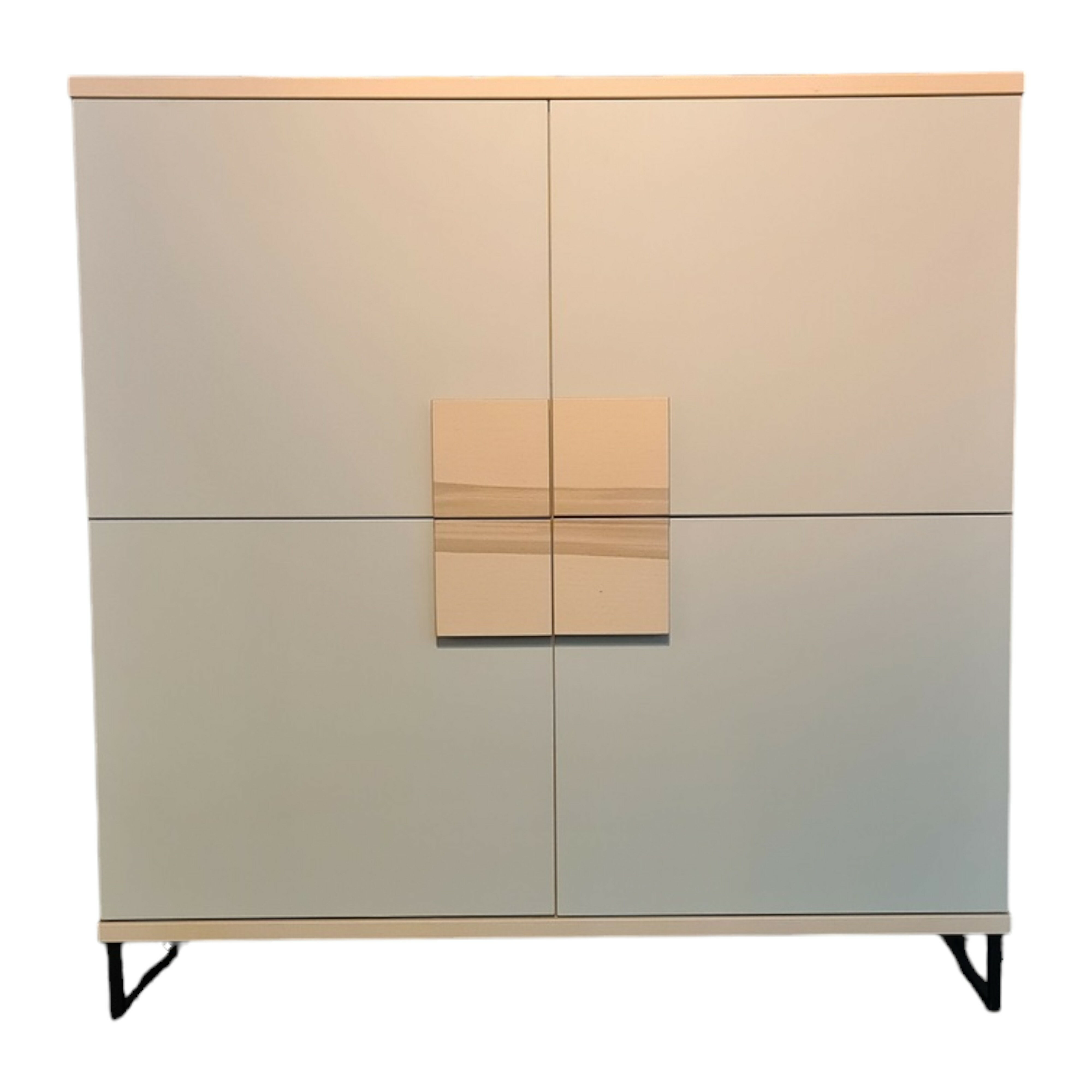 RMW - Highboard Finale Korpus Kristallbuche Furniert Front Lack Matt Seidengrau - 1