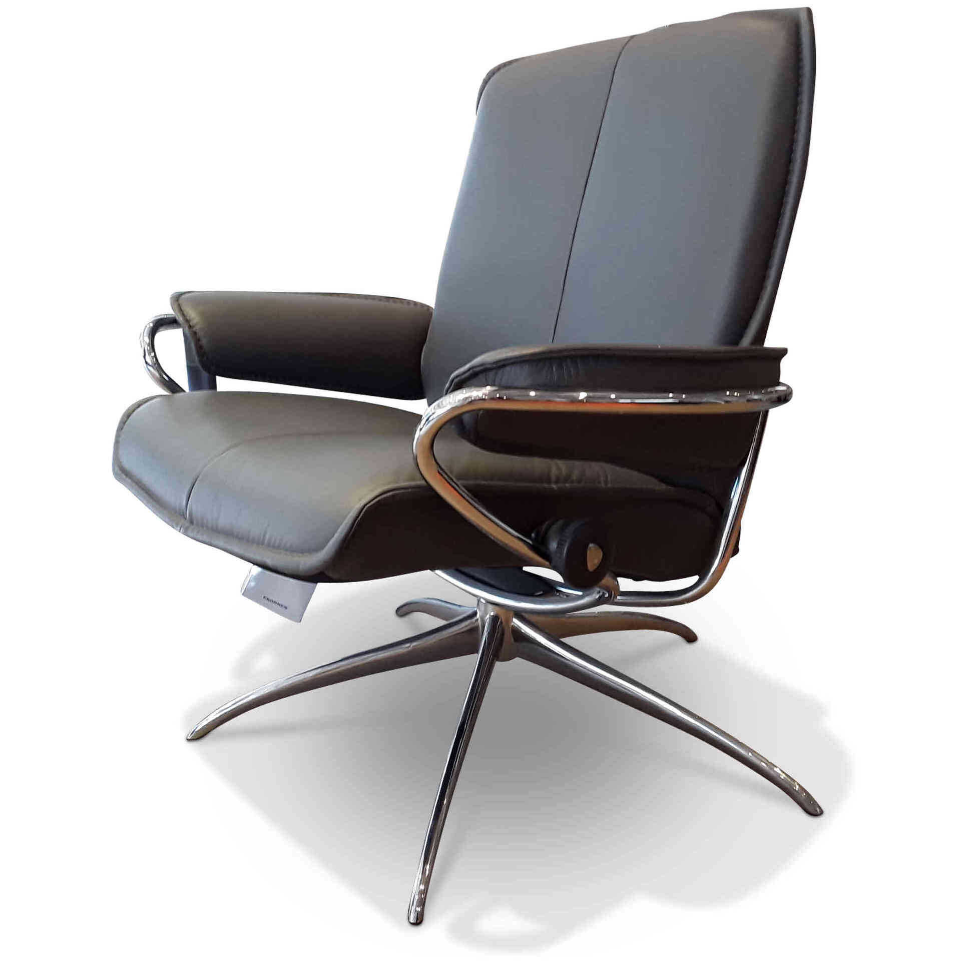 Stressless - Sessel City Low Back Leder Grau Star Base mit Hocker - 1