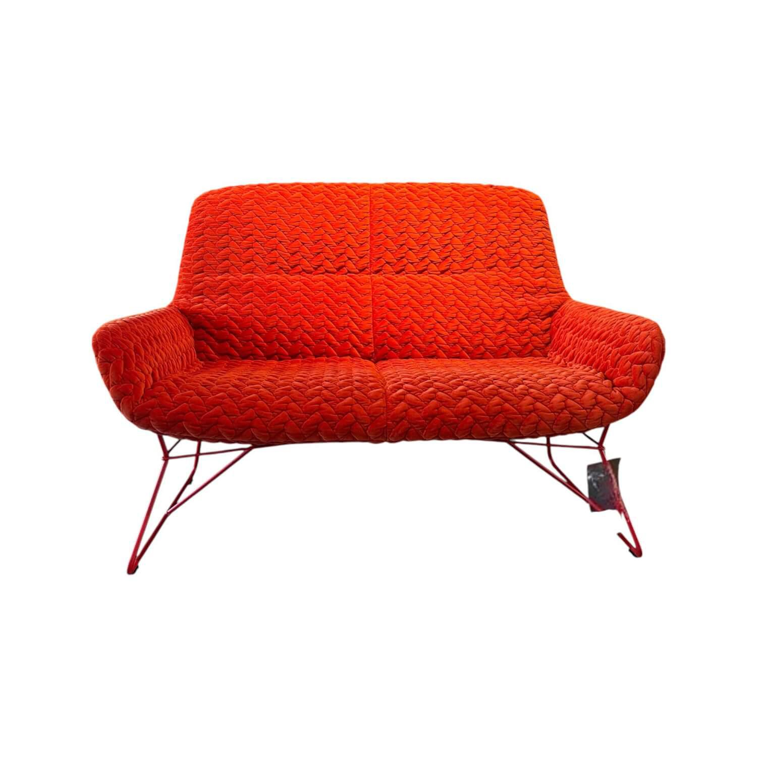 Freifrau - Sofa Leya Lounch Couch Stoff Velours Tresse Sunset 17229 6 Rot Orange Gestell RAL 3000 Feuerrot Rot - 1