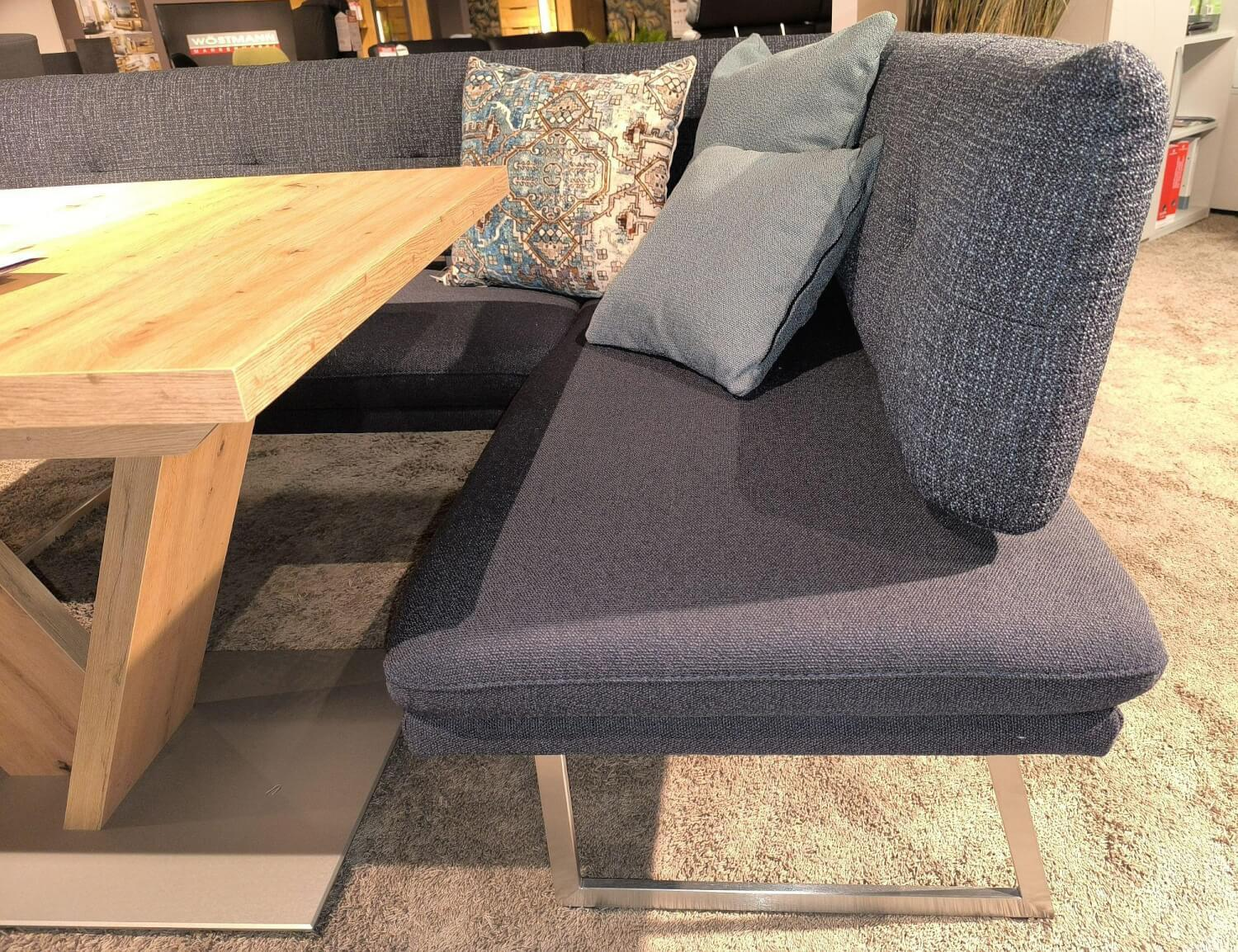 K+W - Essgruppe Step Two 343021 Bank Und Stuhl Stoff 2255 58 Marine Blau Tisch Arsian Eiche Nachbildung - 3